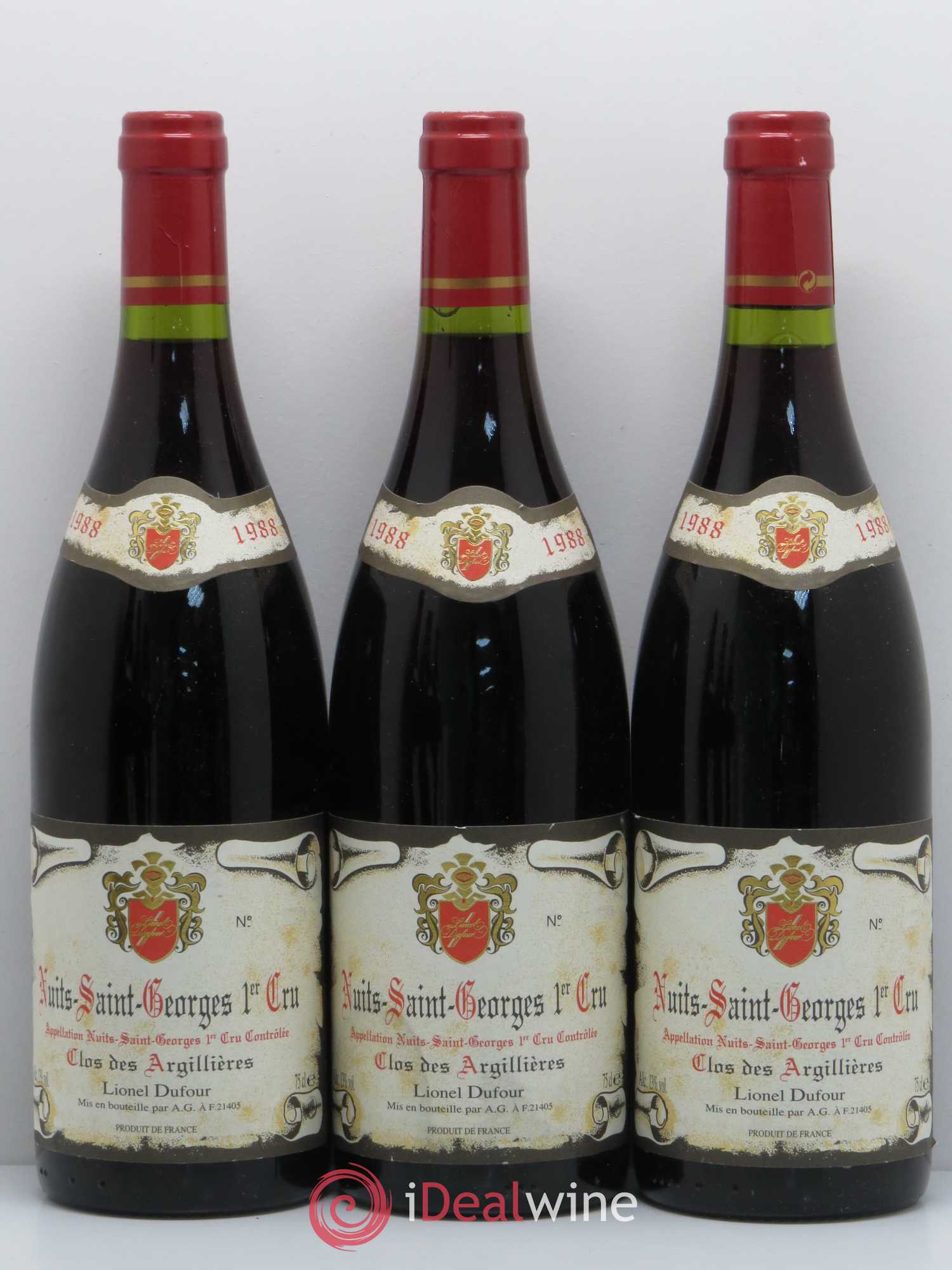 Nuits-Saint-Georges 1er Cru Clos Des Arguillieres Lionel Dufour 1988 - Lot de 6 bouteilles - 1