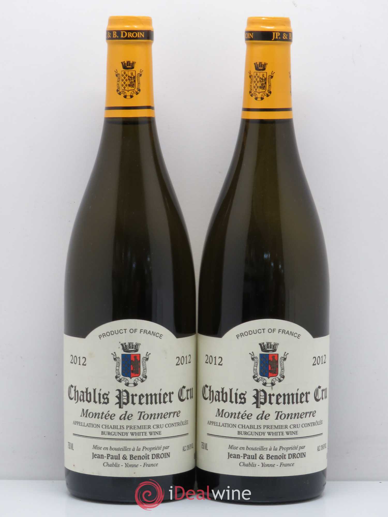 Chablis 1er Cru Montée de Tonnerre Jean-Paul & Benoît Droin (Domaine) 2012 - Lot de 2 bouteilles - 0