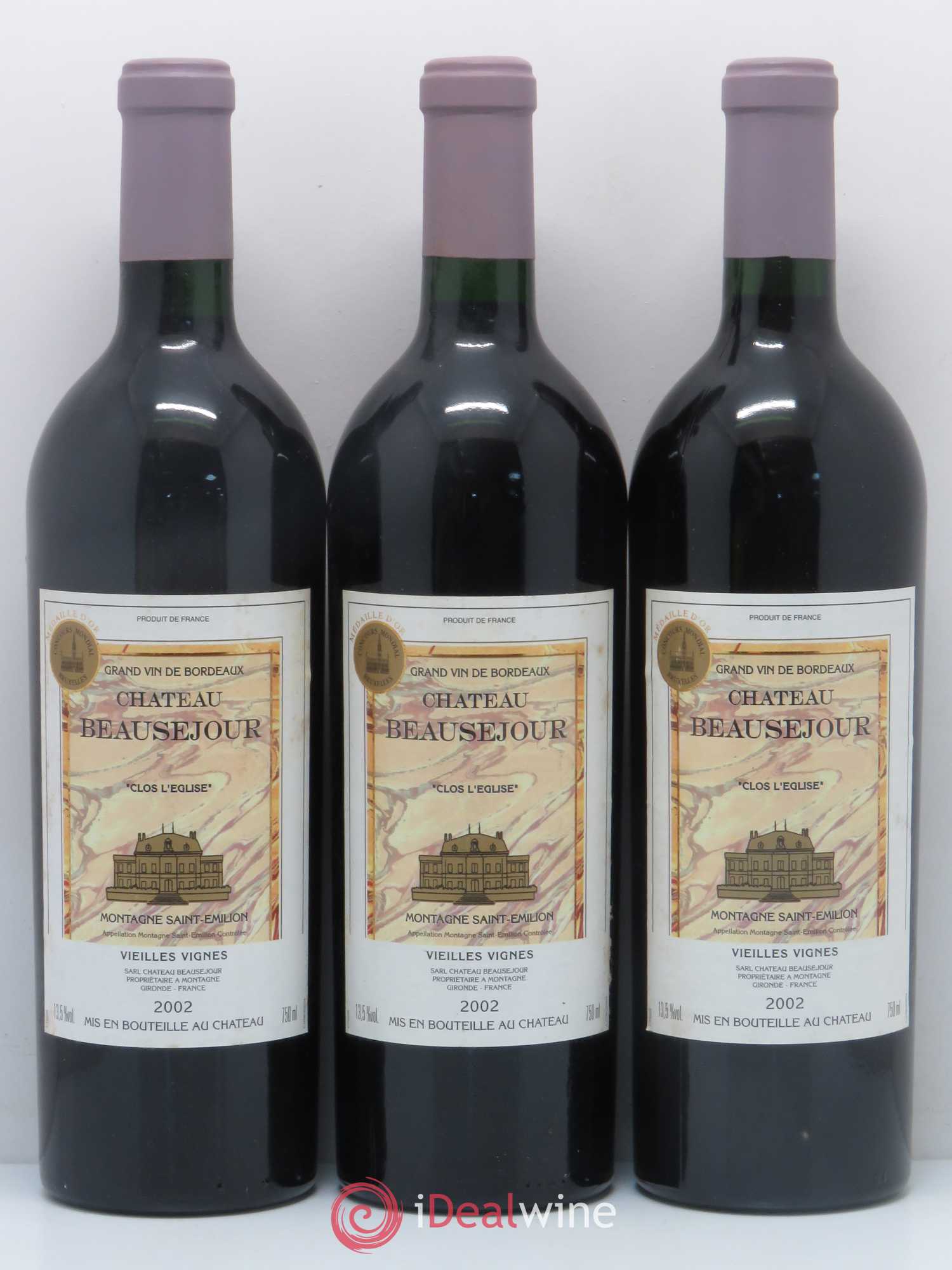 Montagne Saint-Émilion Chateau Beausejour Clos l'Eglise Vieilles Vignes  2002 - Lot of 6 bottles - 2