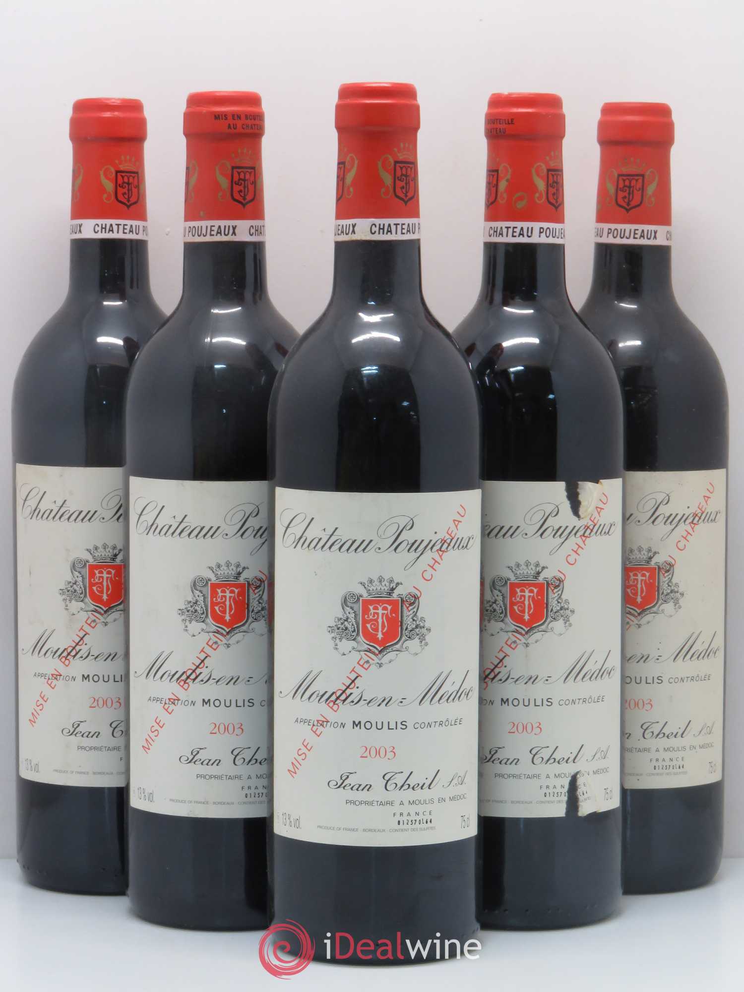Château Poujeaux 2003 - Lot de 5 bouteilles - 0