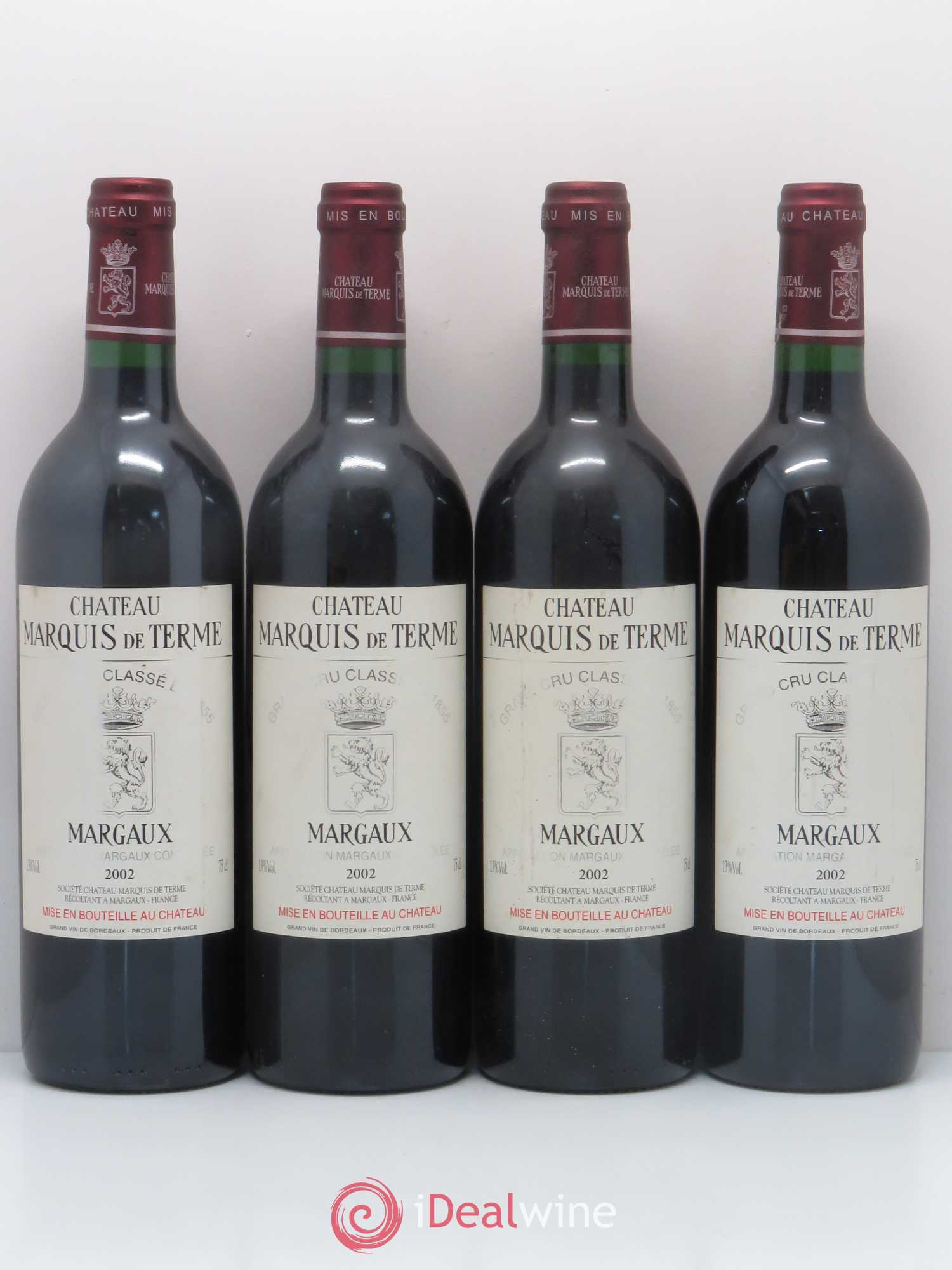 Château Marquis de Terme 4ème Grand Cru Classé 2002 - Lot de 4 bouteilles - 0