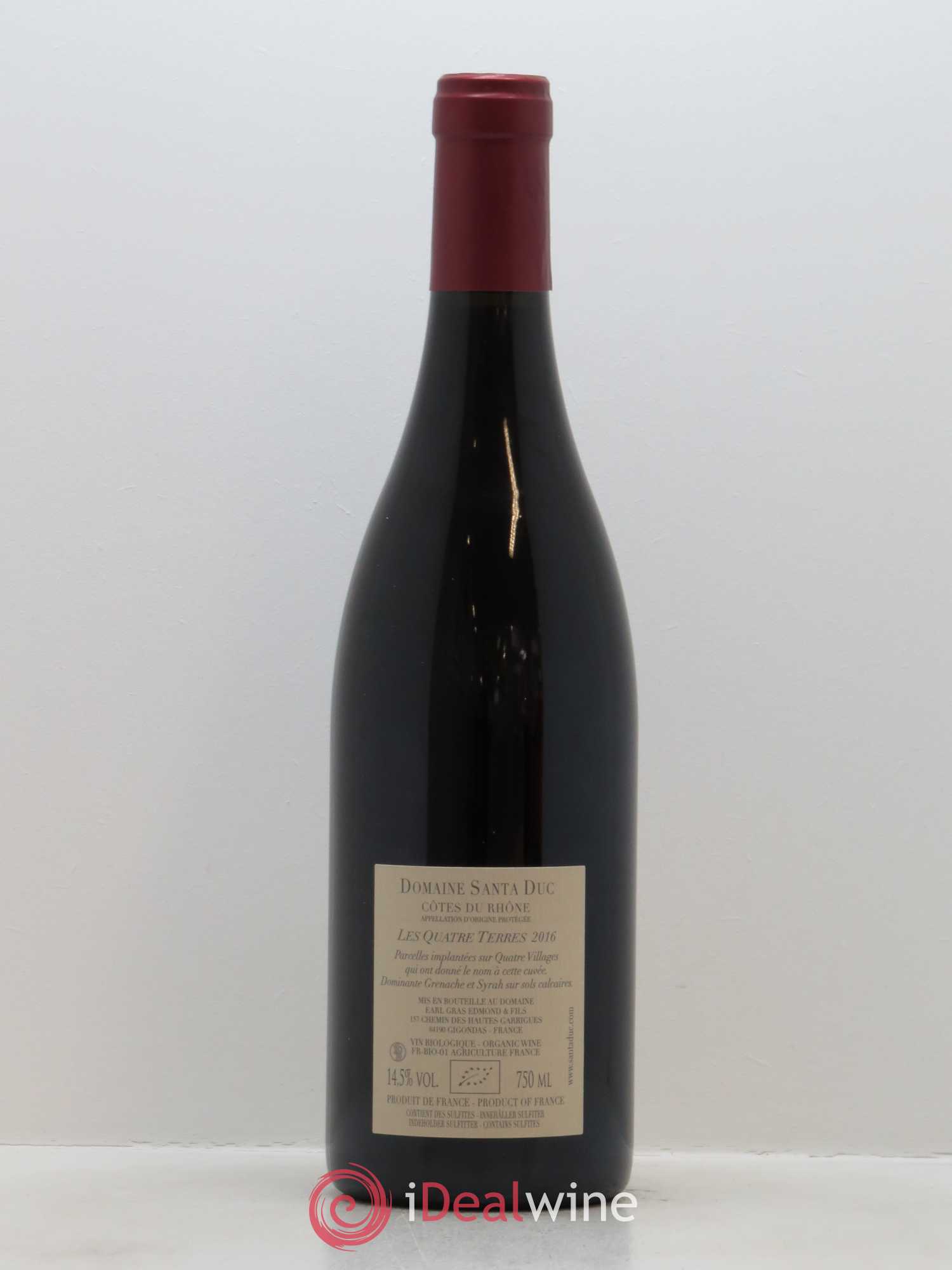 Côtes-du-Rhône Santa Duc (Domaine) Les Quatre Terres Famille Gras 2016 - Lot de 1 bouteille - 1