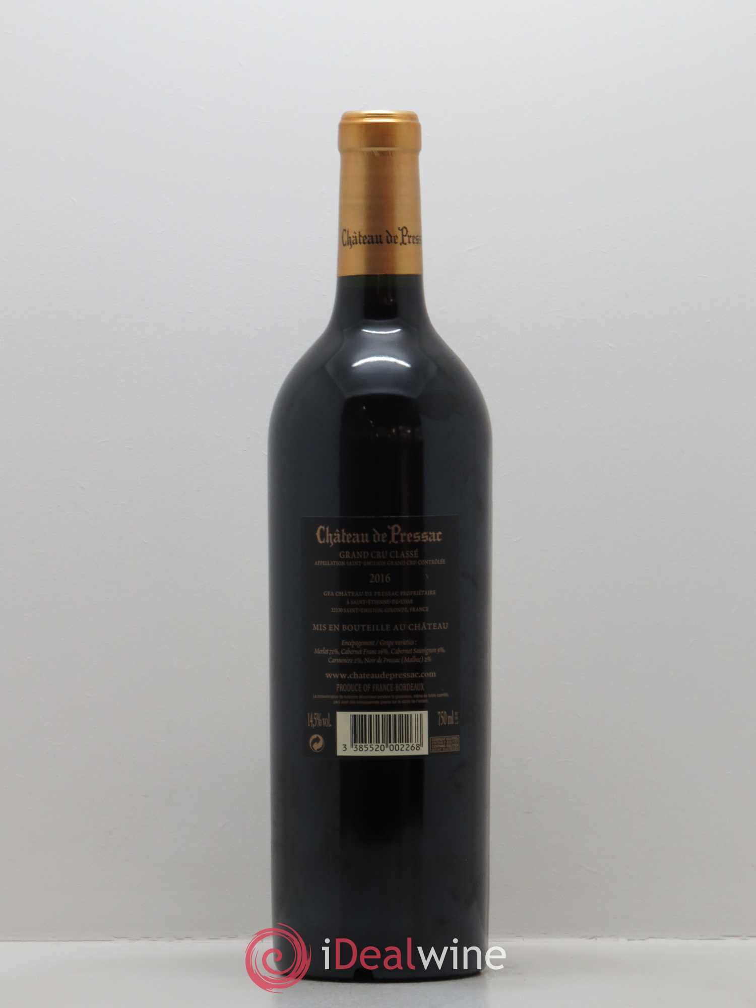 Château de Pressac Grand Cru Classé 2016 - Lot de 1 bouteille - 1