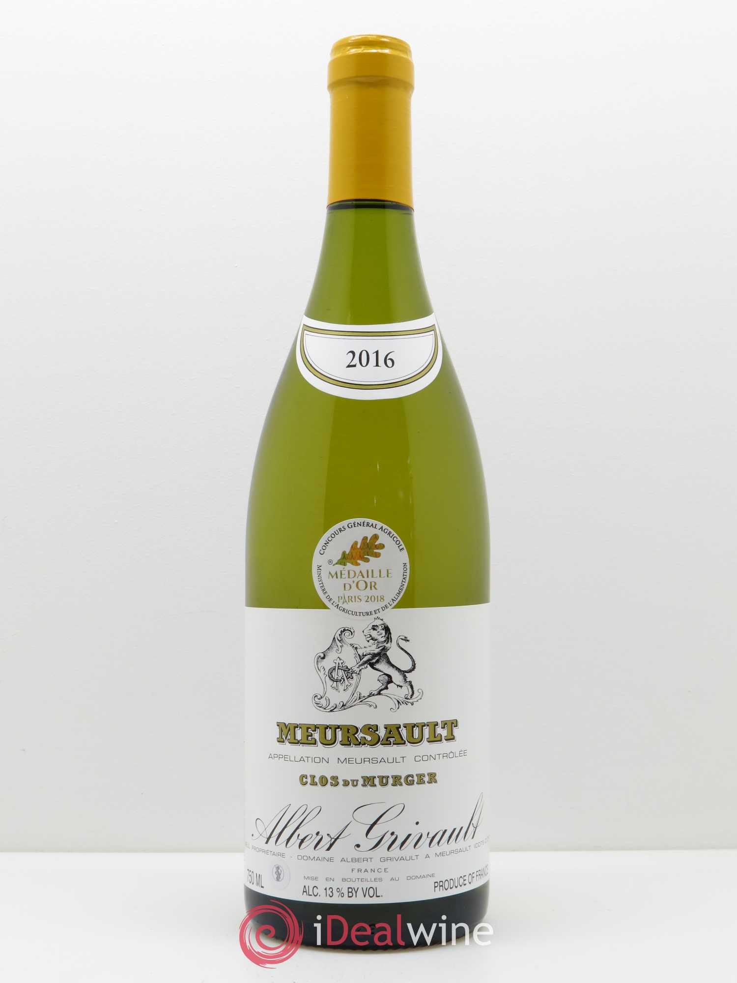Meursault Clos du Murger Albert Grivault 2016 - Lot de 1 bouteille - 0