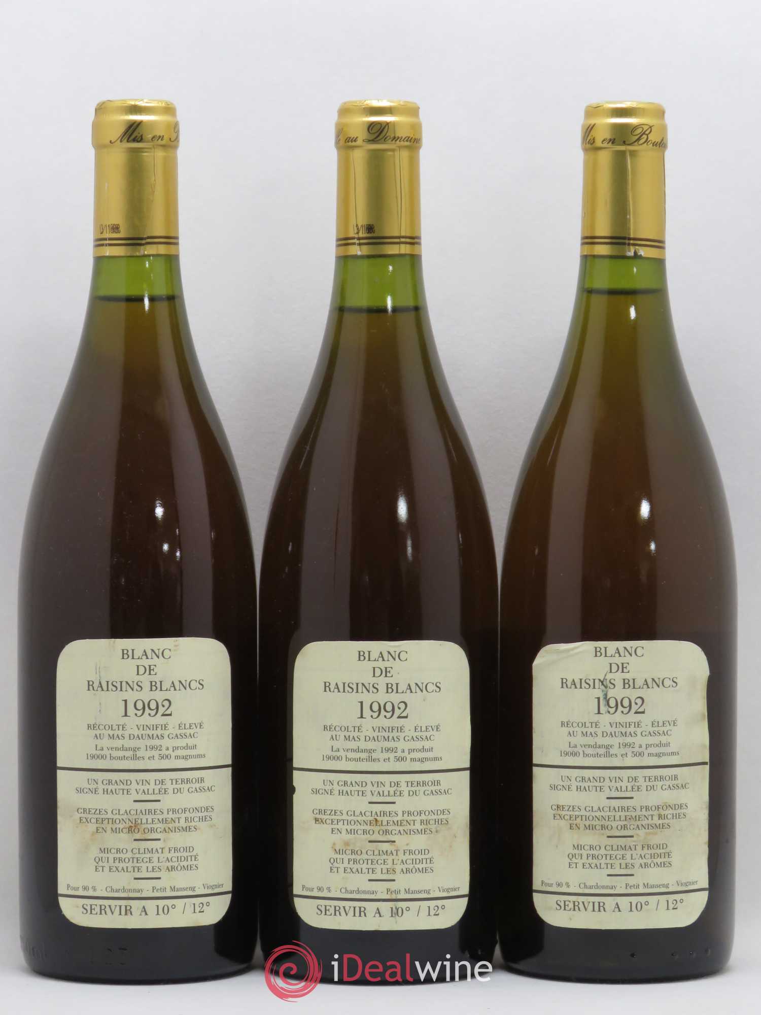 Saint-Guilhem-le-Désert - Cité d'Aniane Mas Daumas Gassac Famille Guibert de La Vaissière 1992 - Lot de 3 bouteilles - 1