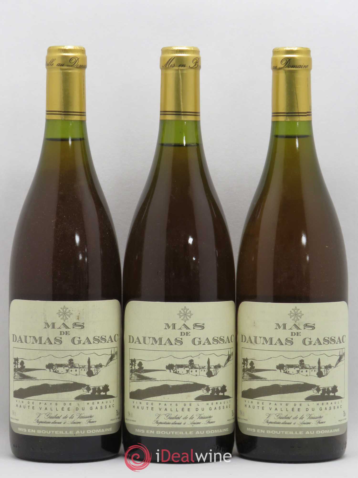 Saint-Guilhem-le-Désert - Cité d'Aniane Mas Daumas Gassac Famille Guibert de La Vaissière 1992 - Lot de 3 bouteilles - 0