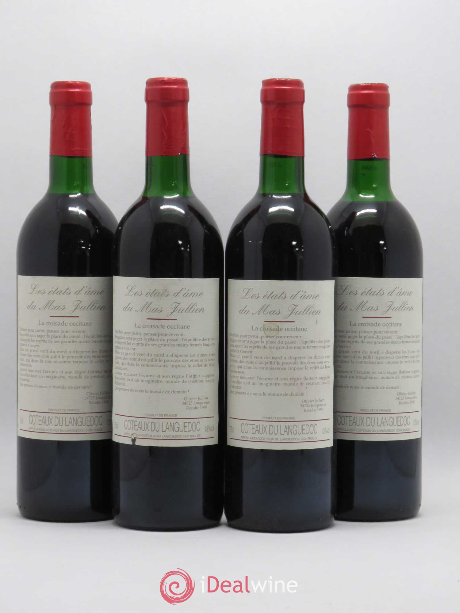 Terrasses du Larzac Mas Jullien Les Etats d'Ame du Mas Jullien Olivier Jullien 1990 - Lot de 4 bouteilles - 0