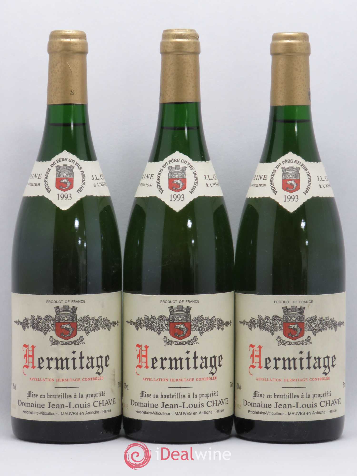 Hermitage Jean-Louis Chave 1993 - Lot de 3 bouteilles - 0