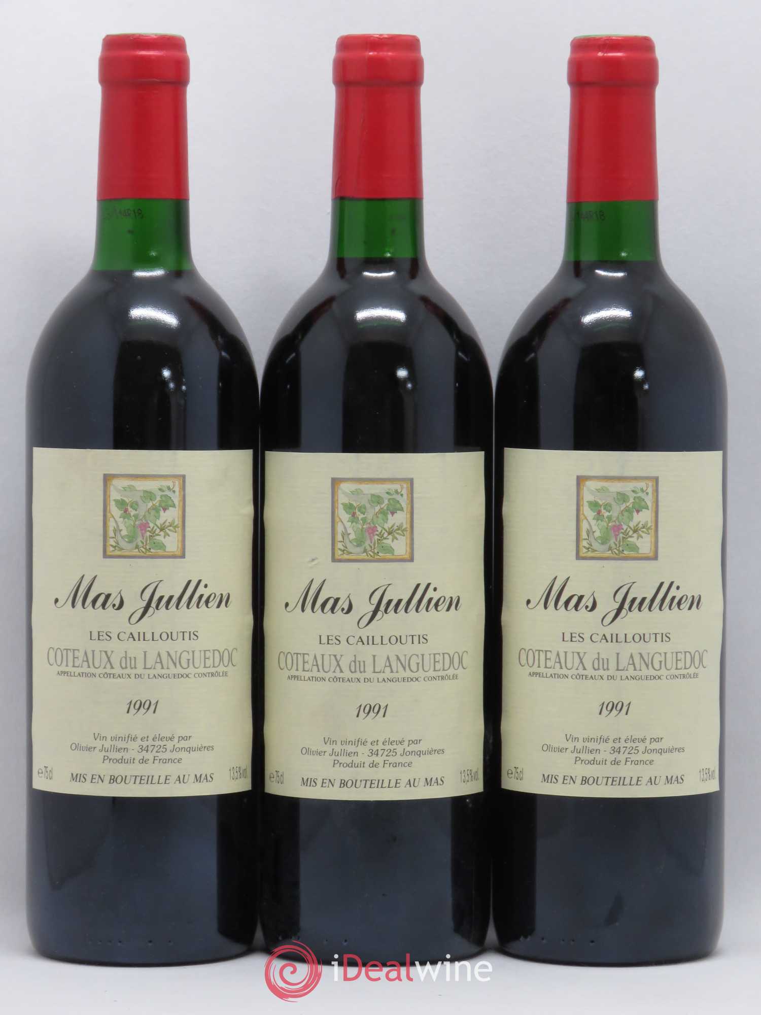 Coteaux du Languedoc Mas Jullien Les Cailloutis 1991 - Lotto di 3 bottiglie - 0