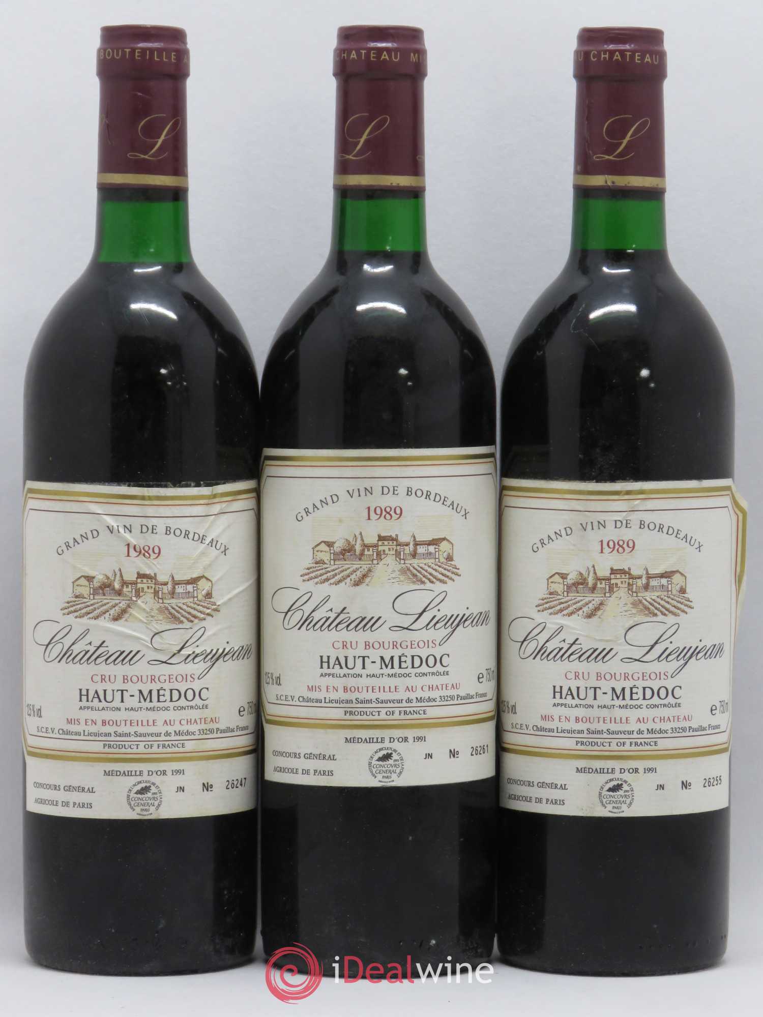 Château Lieujean 1989 - Lot de 3 bouteilles - 0