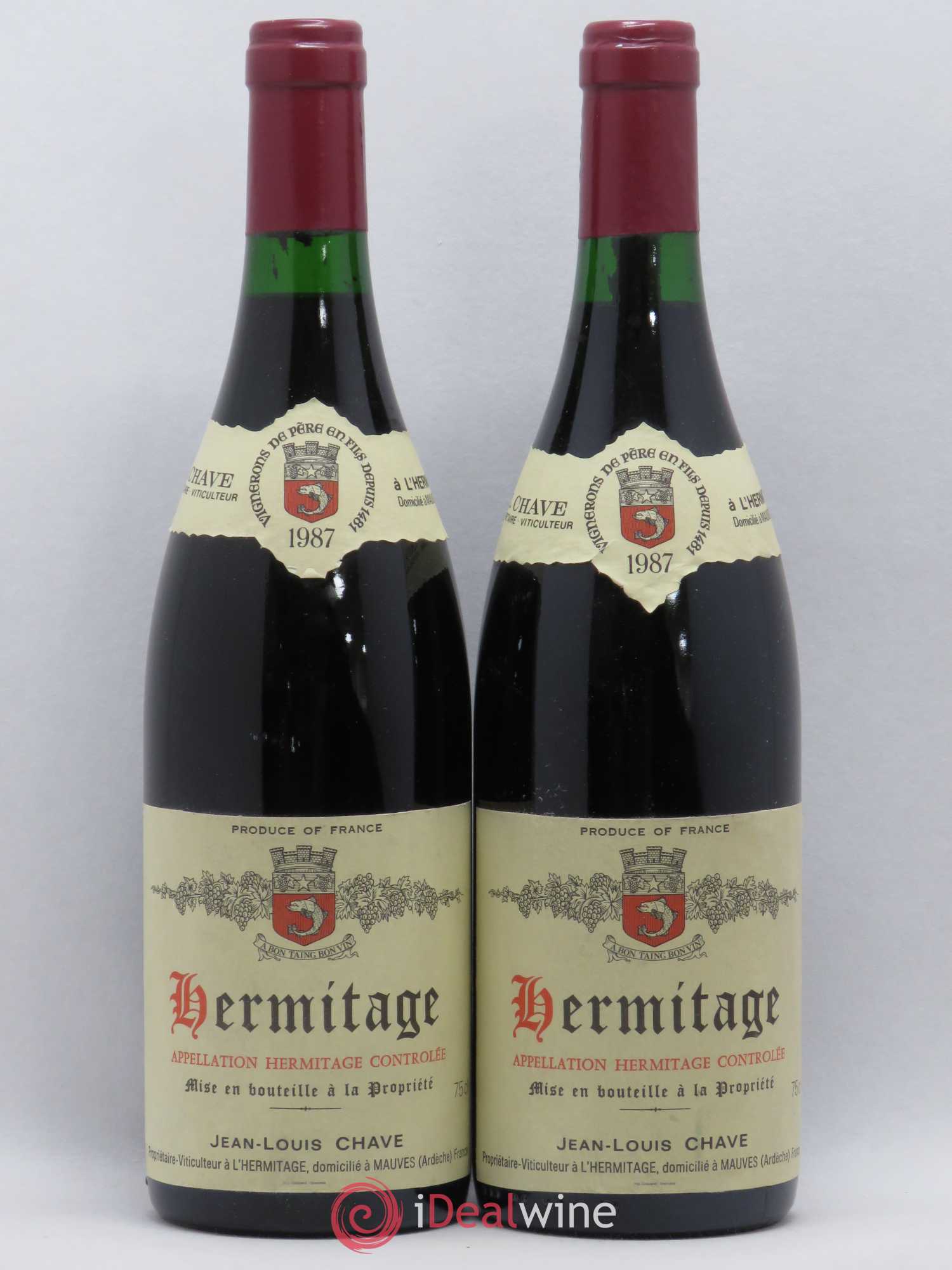 Hermitage Jean-Louis Chave 1987 - Lot de 2 bouteilles - 0
