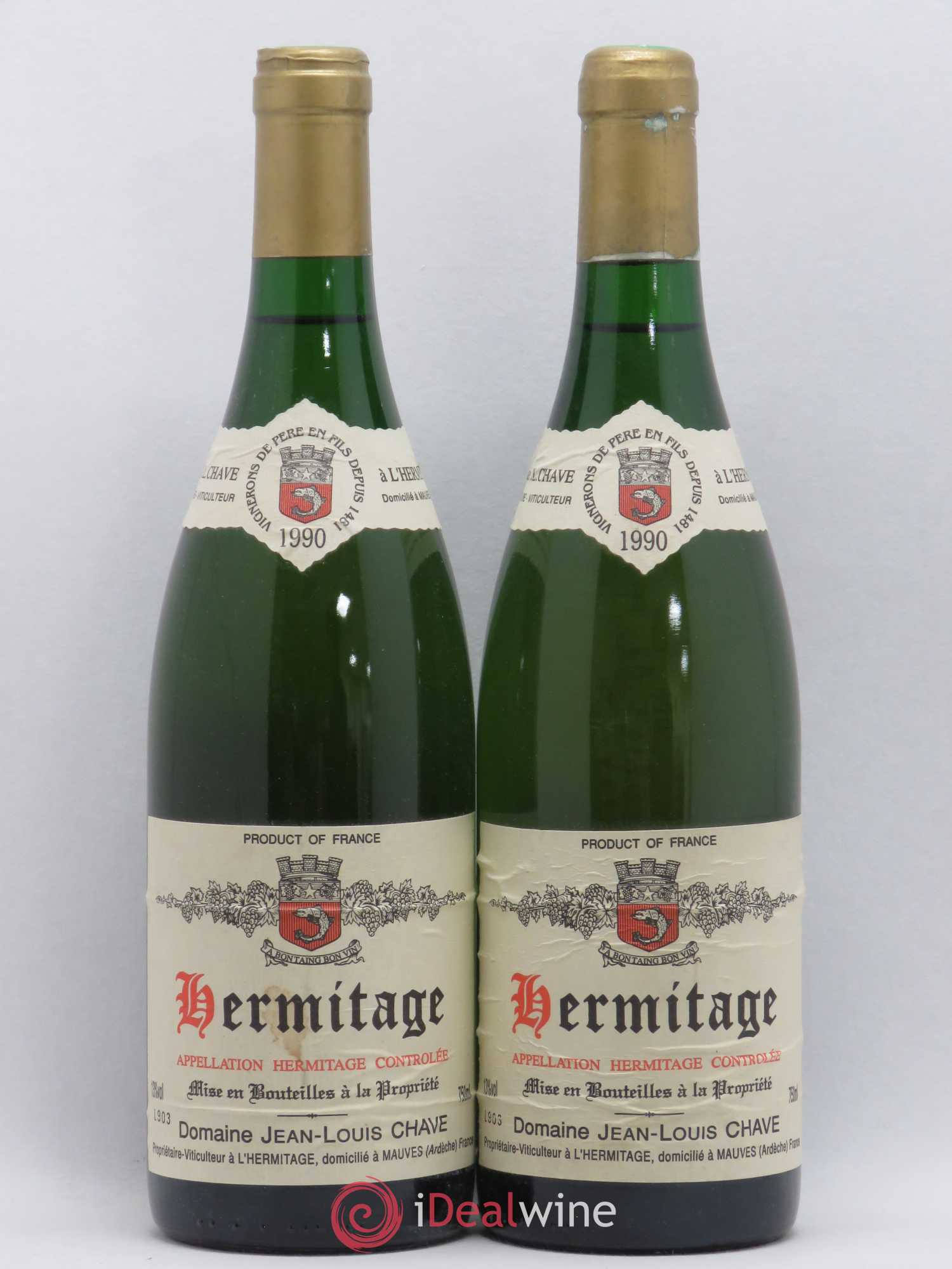 Hermitage Jean-Louis Chave 1990 - Lot de 2 bouteilles - 0