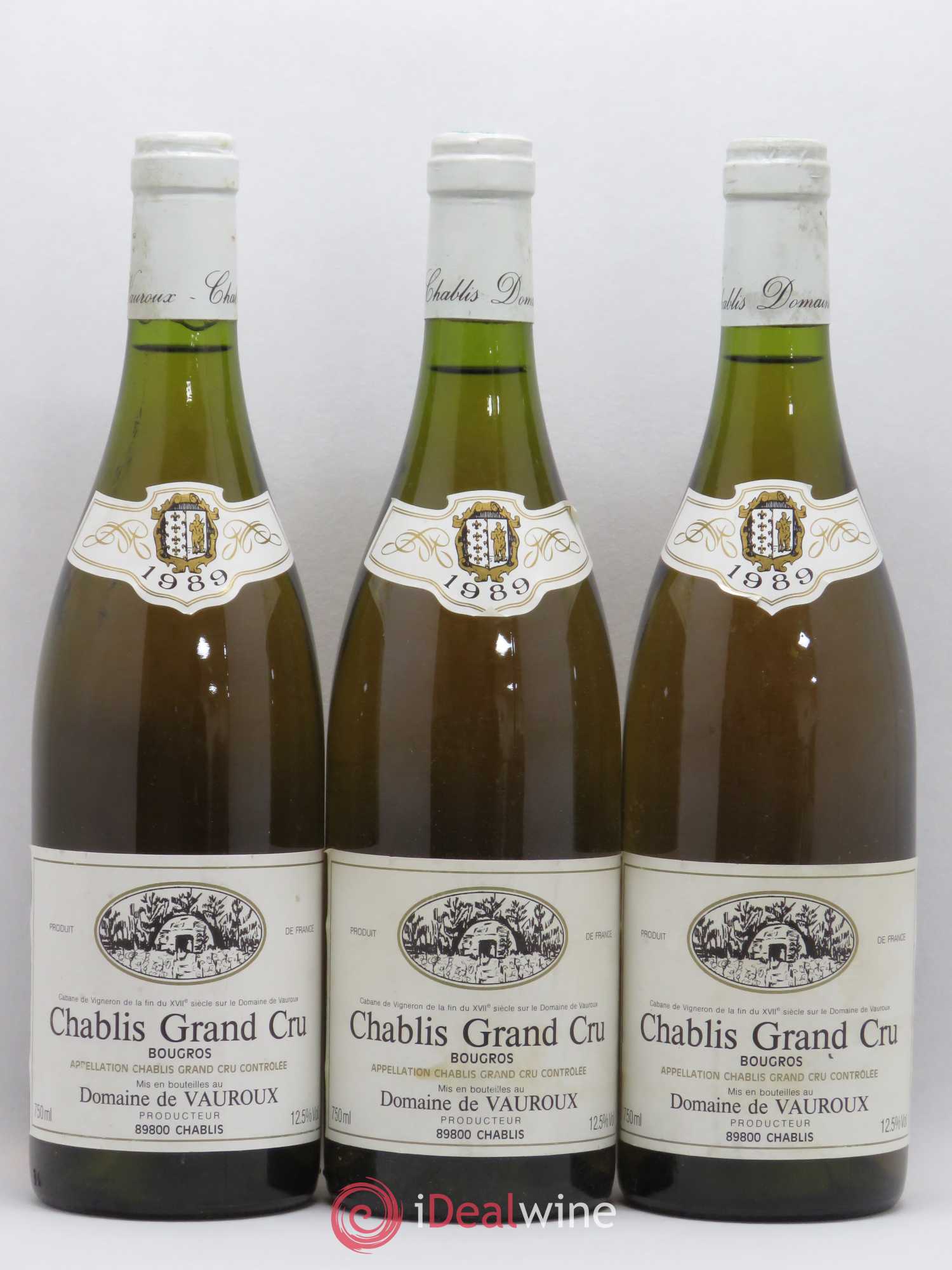 Chablis Grand Cru Bougros Domaine de Vauroux 1989 - Posten von 3 Flaschen - 0