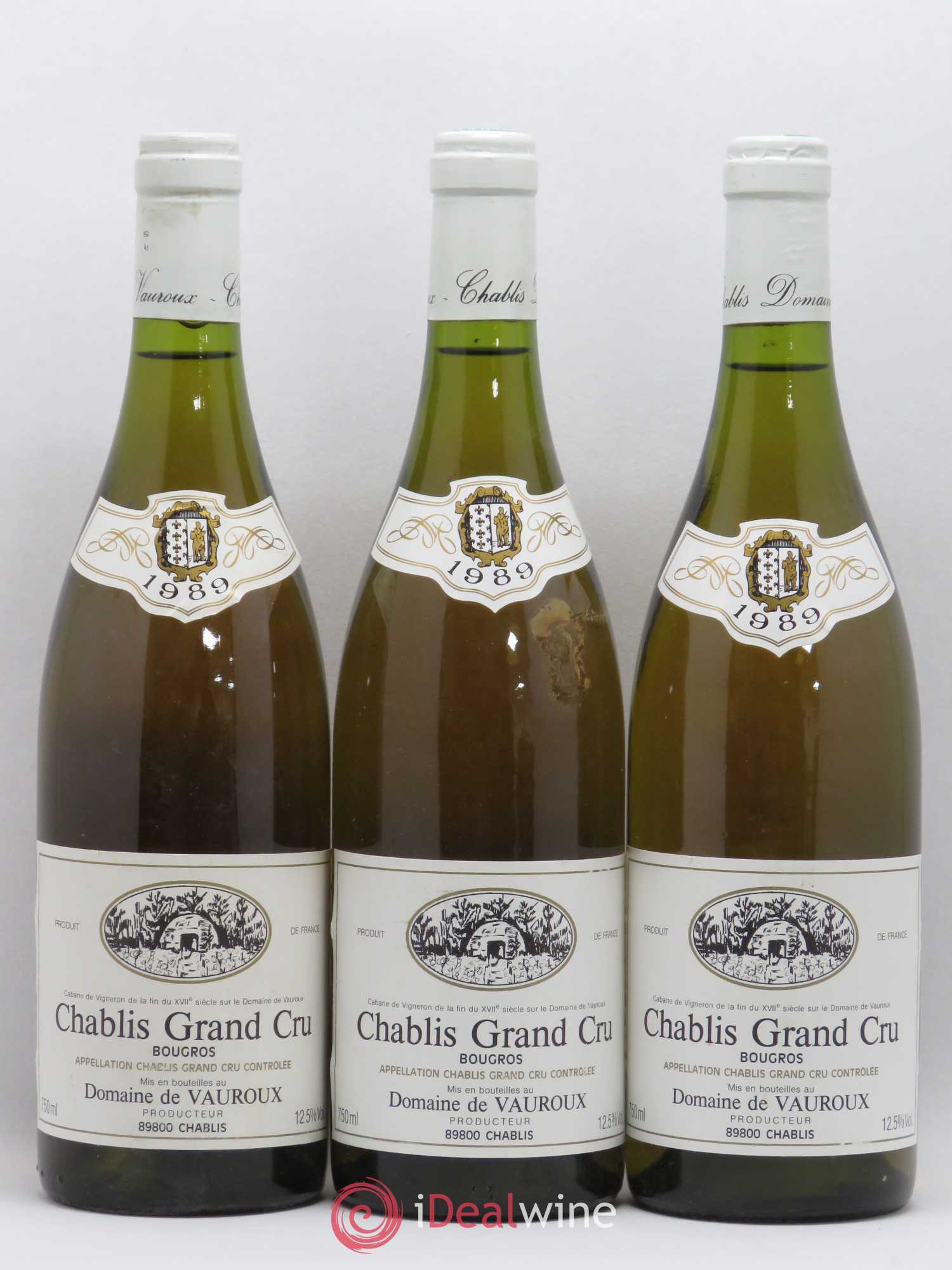 Chablis Grand Cru Bougros Domaine de Vauroux 1989 - Posten von 3 Flaschen - 0