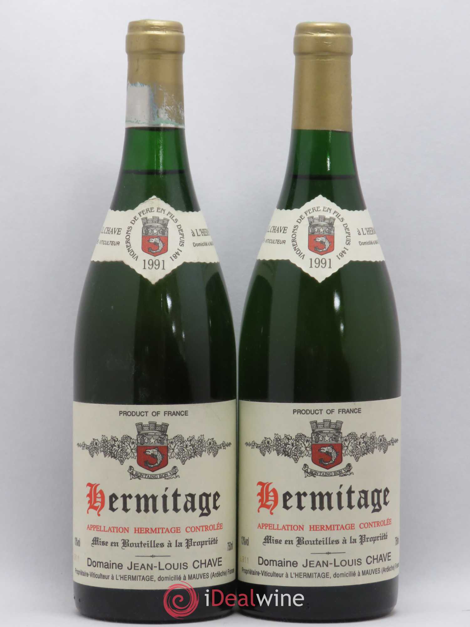Hermitage Jean-Louis Chave 1991 - Lot de 2 bouteilles - 0