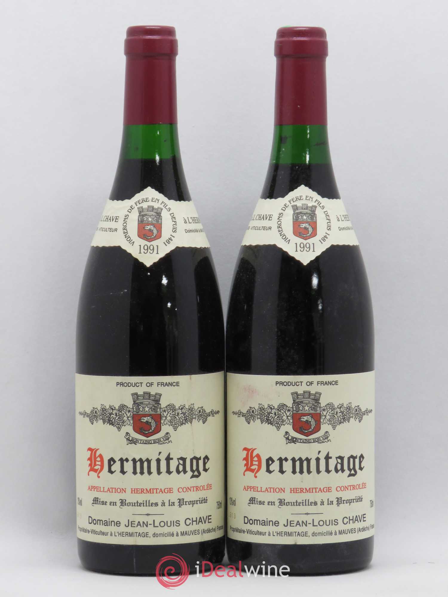 Hermitage Jean-Louis Chave 1991 - Lot de 2 bouteilles - 0