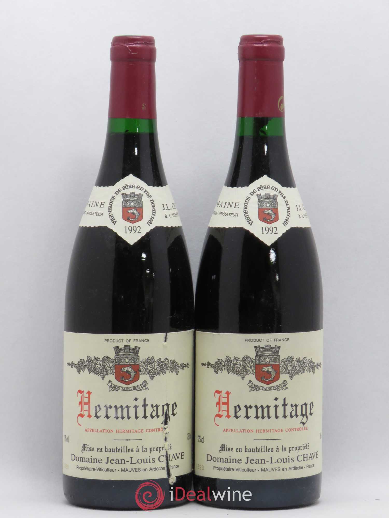 Hermitage Jean-Louis Chave 1992 - Lot de 2 bouteilles - 0