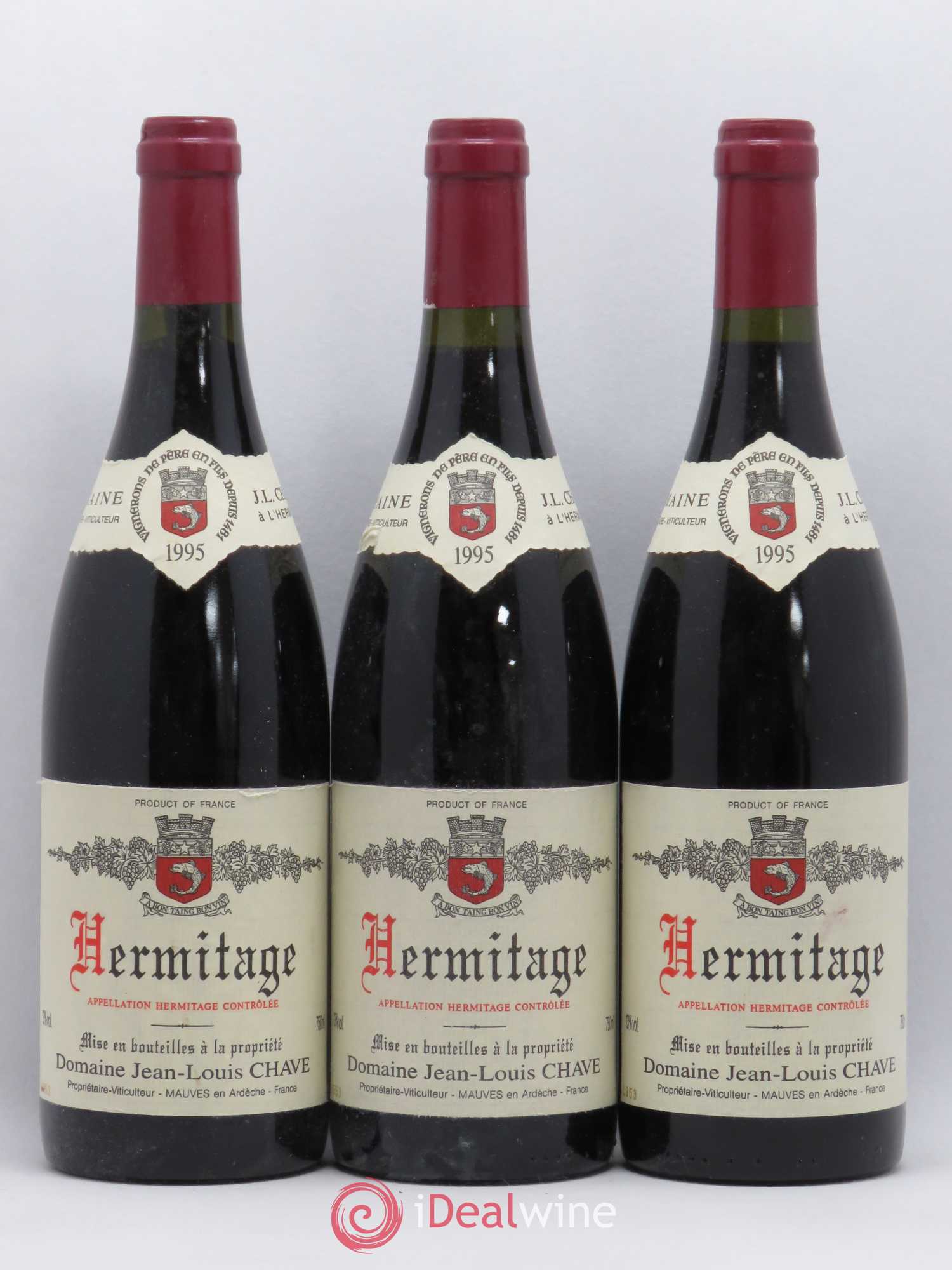 Hermitage Jean-Louis Chave 1995 - Lot de 3 bouteilles - 0