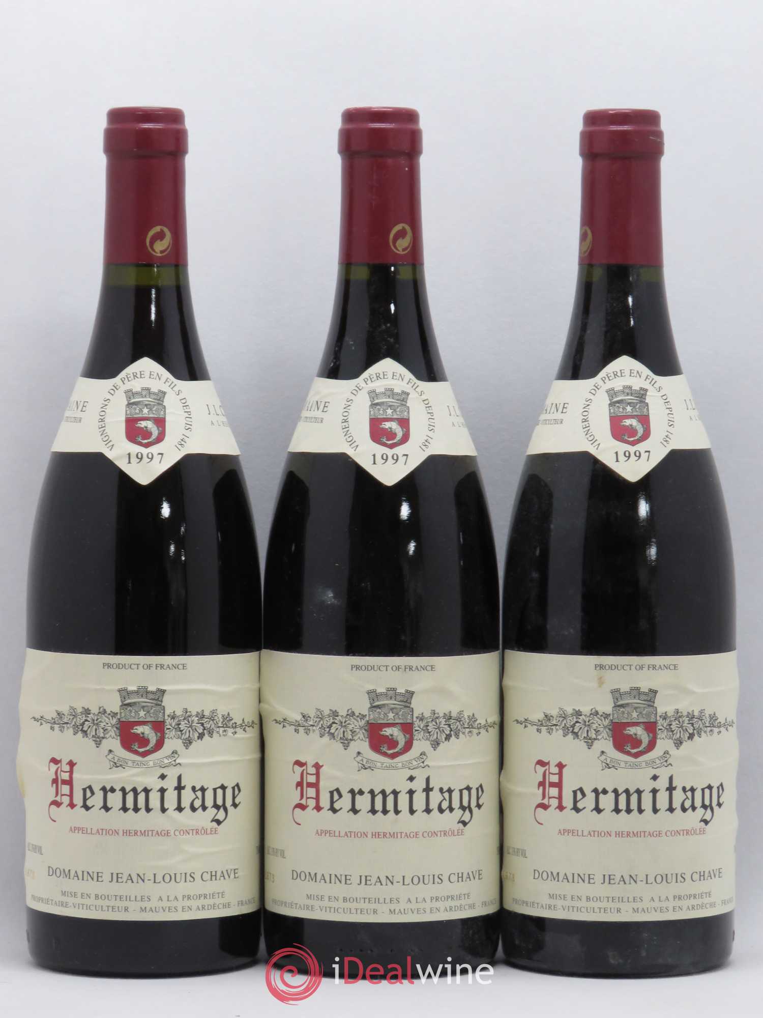 Hermitage Jean-Louis Chave 1997 - Lot de 3 bouteilles - 0