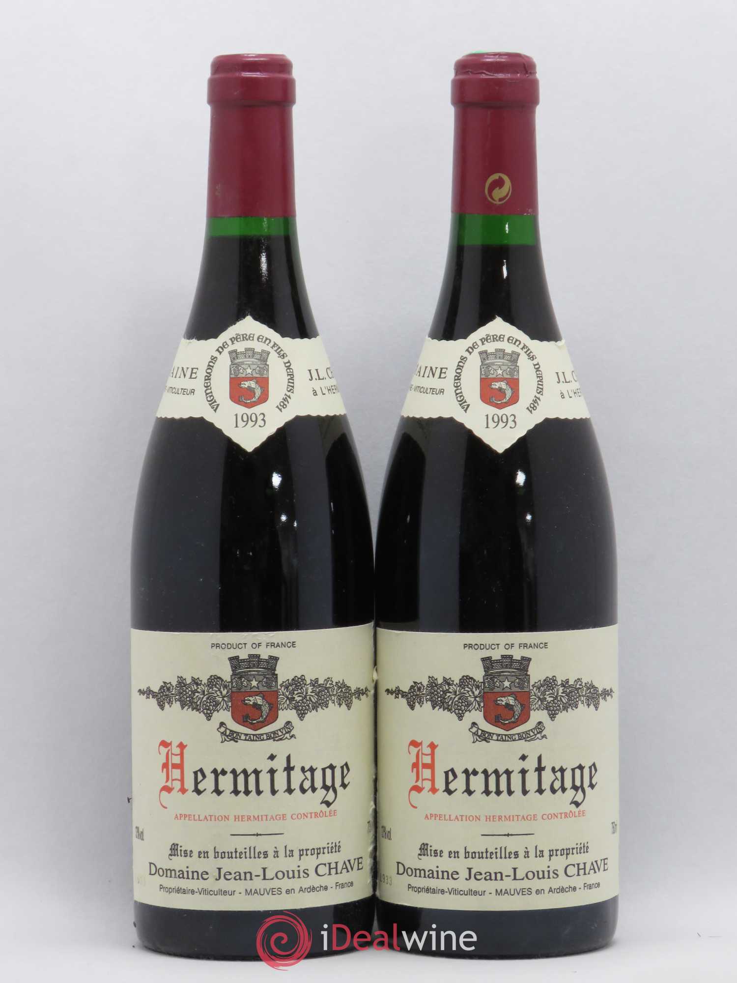 Hermitage Jean-Louis Chave 1993 - Lot de 2 bouteilles - 0