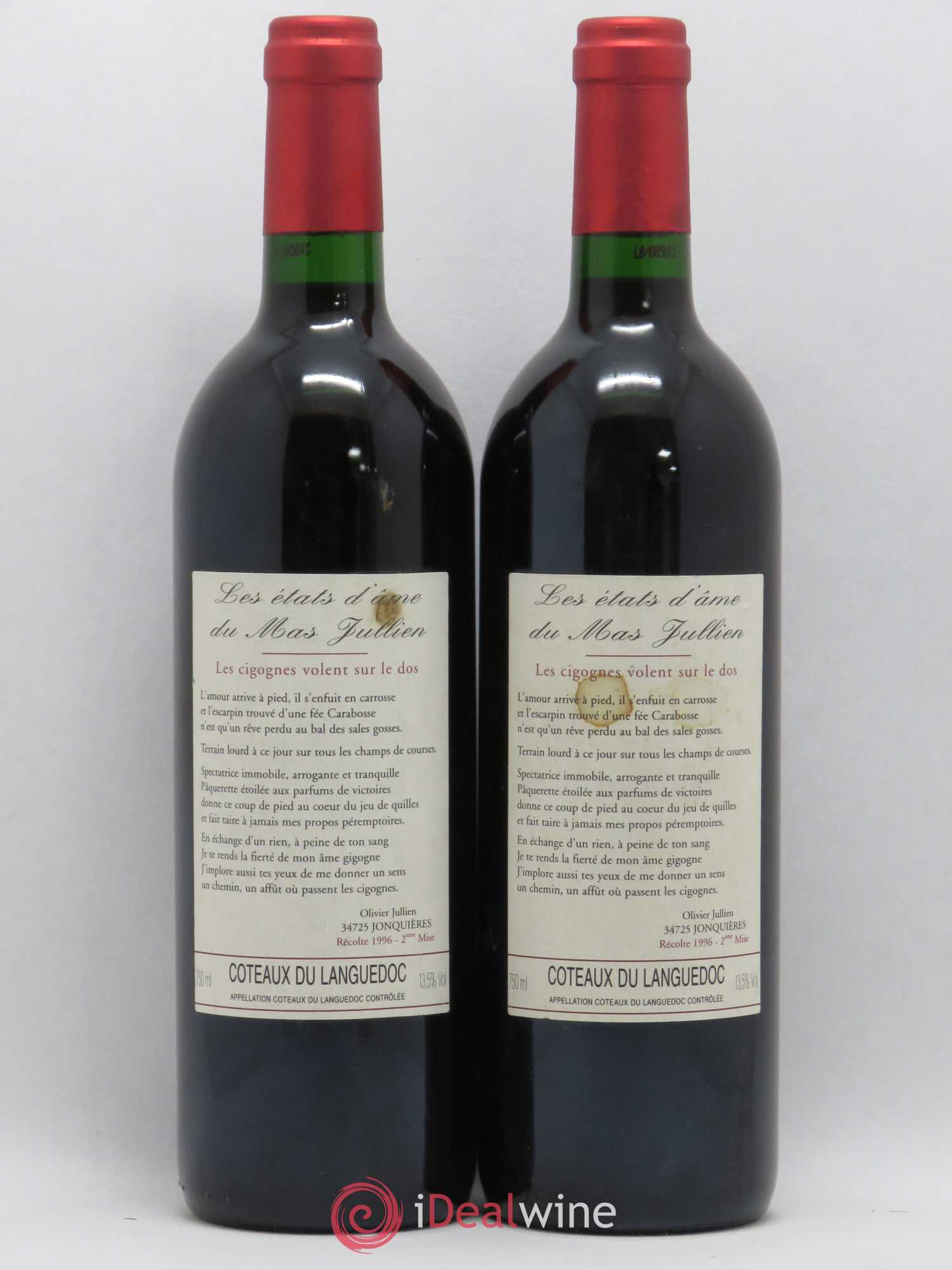 Terrasses du Larzac Mas Jullien Les Etats d'Ame du Mas Jullien Olivier Jullien 2ème Mise 1996 - Lot de 2 bouteilles - 0