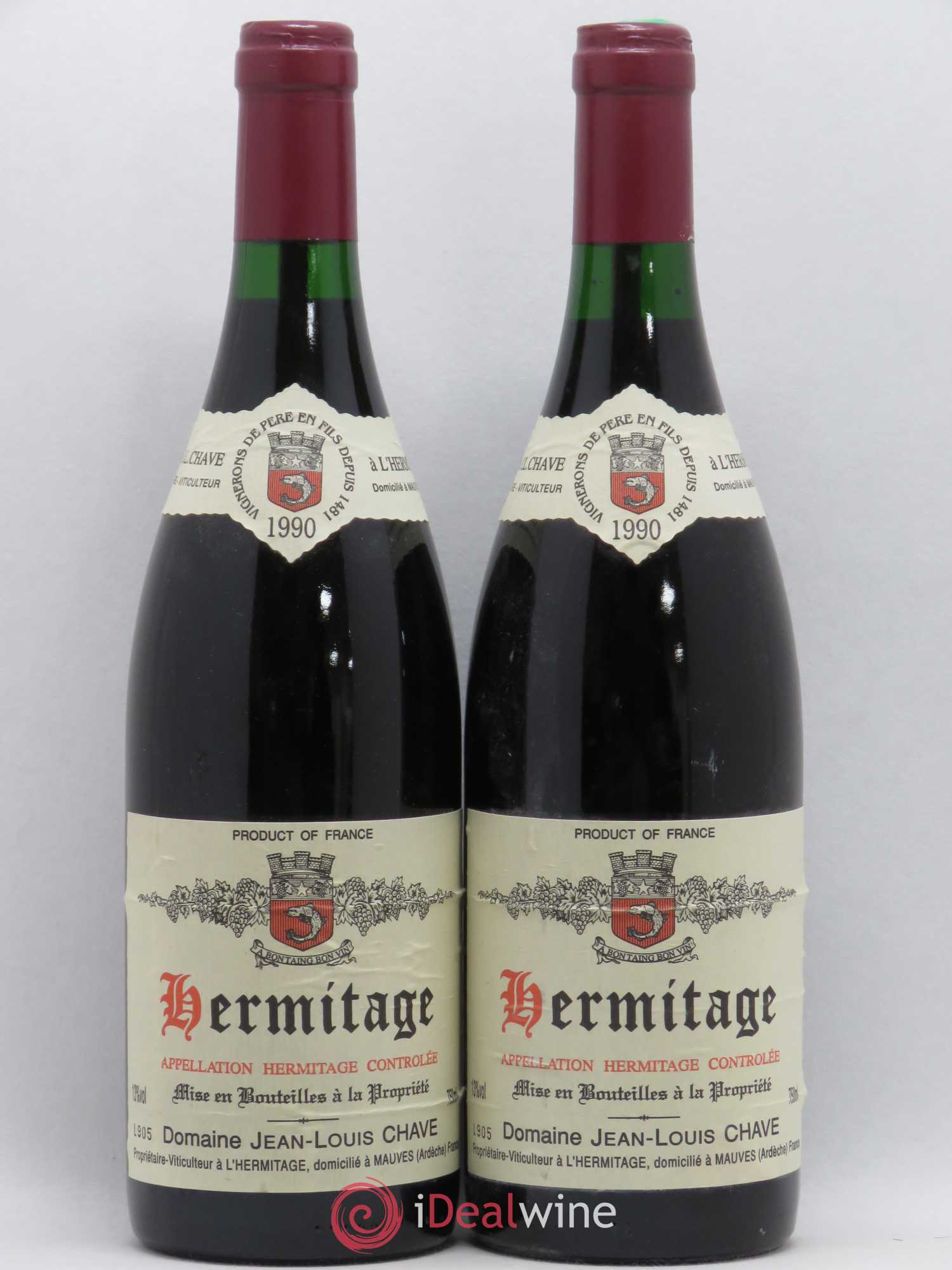 Hermitage Jean-Louis Chave 1990 - Lot de 2 bouteilles - 0