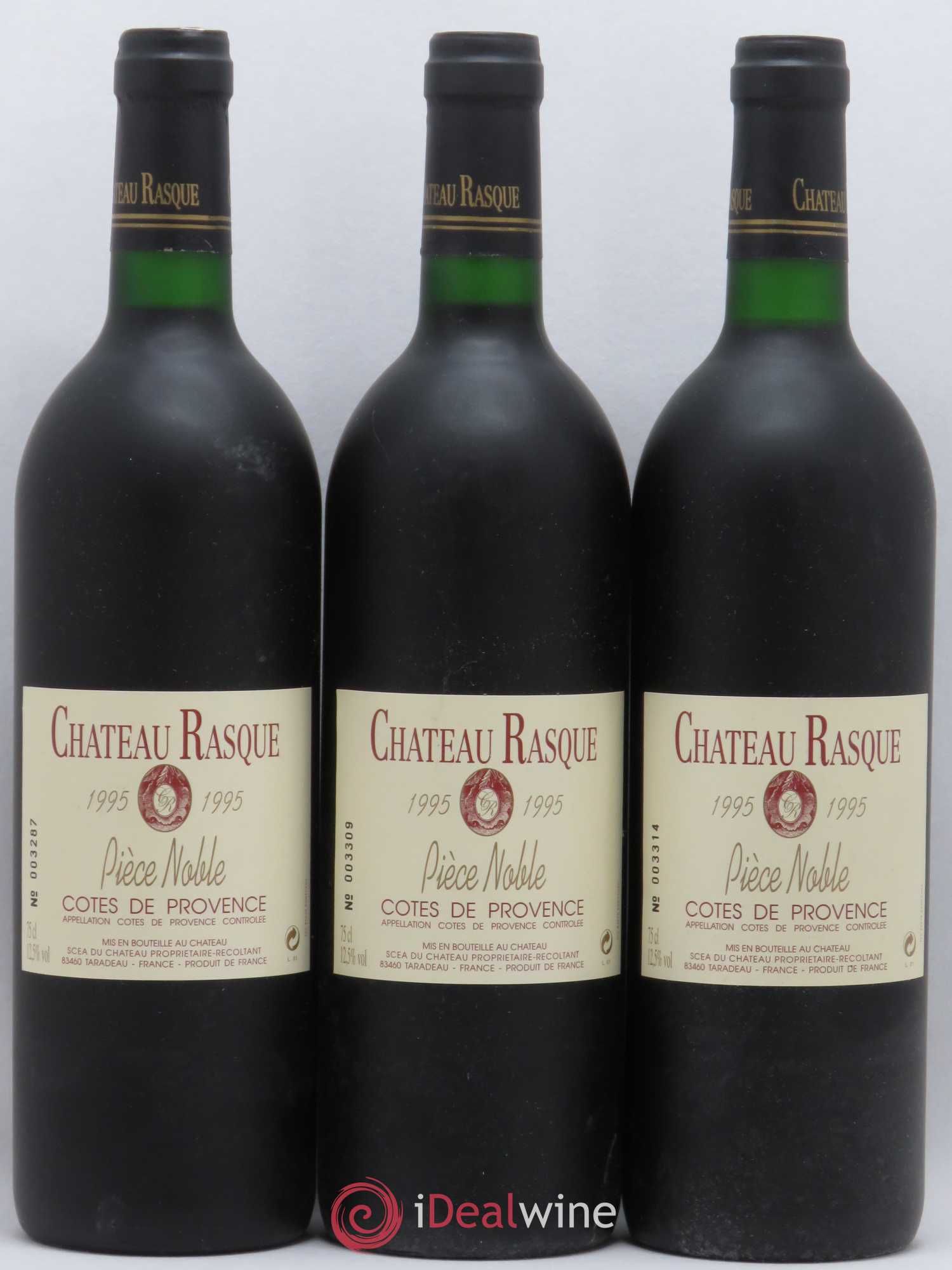 Côtes de Provence Château Rasque Pièce Noble 1995 - Posten von 3 Flaschen - 0