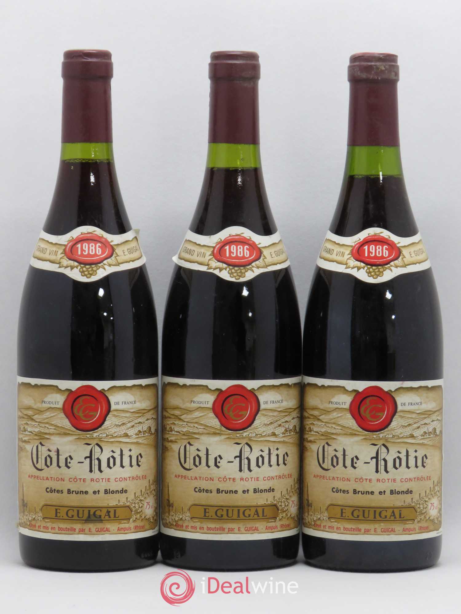 Côte-Rôtie Côtes Brune et Blonde Guigal 1986 - Lot de 3 bouteilles - 0