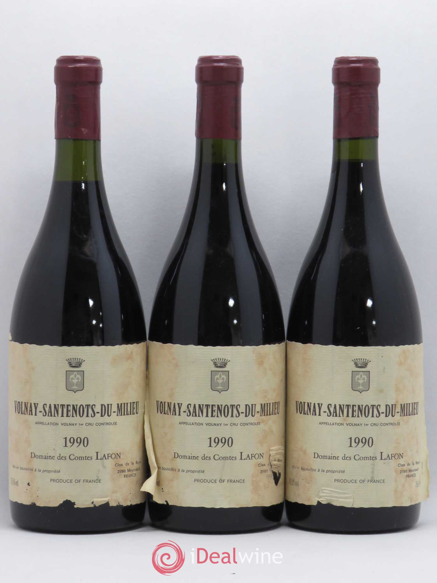 Volnay 1er Cru Santenots du Milieu Comtes Lafon (Domaine des) 1990 - Lot de 3 bouteilles - 0