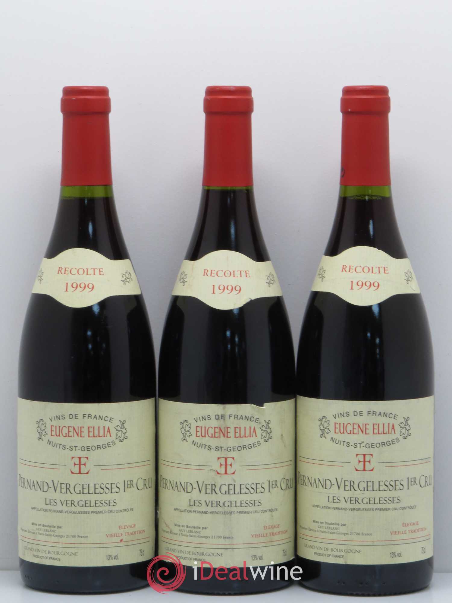 Pernand-Vergelesses 1er Cru Les vergelesses Domaine Eugene Ellia 1999 - Posten von 3 Flaschen - 0