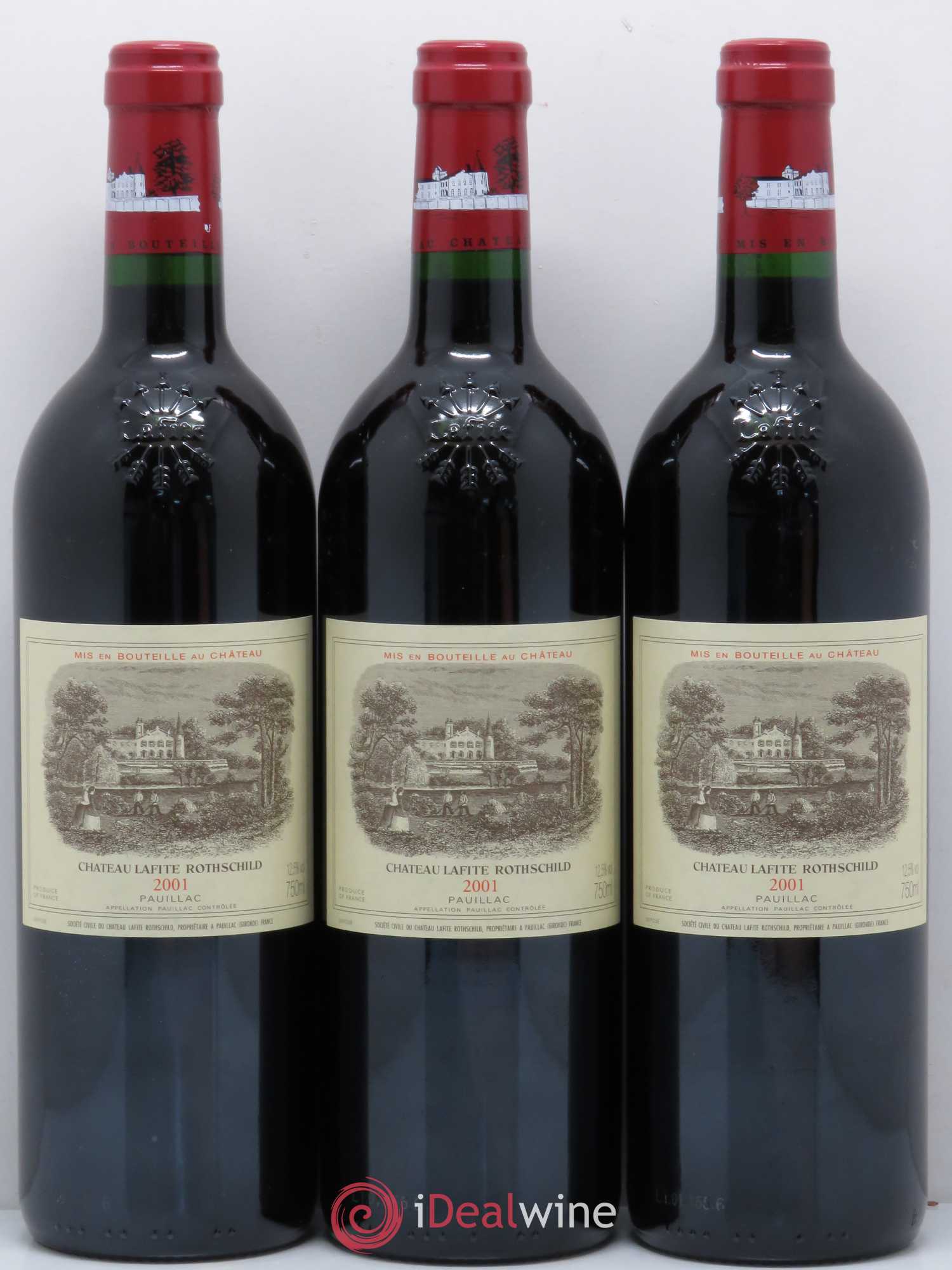 Château Lafite Rothschild 1er Grand Cru Classé 2001 - Lot de 3 bouteilles - 0