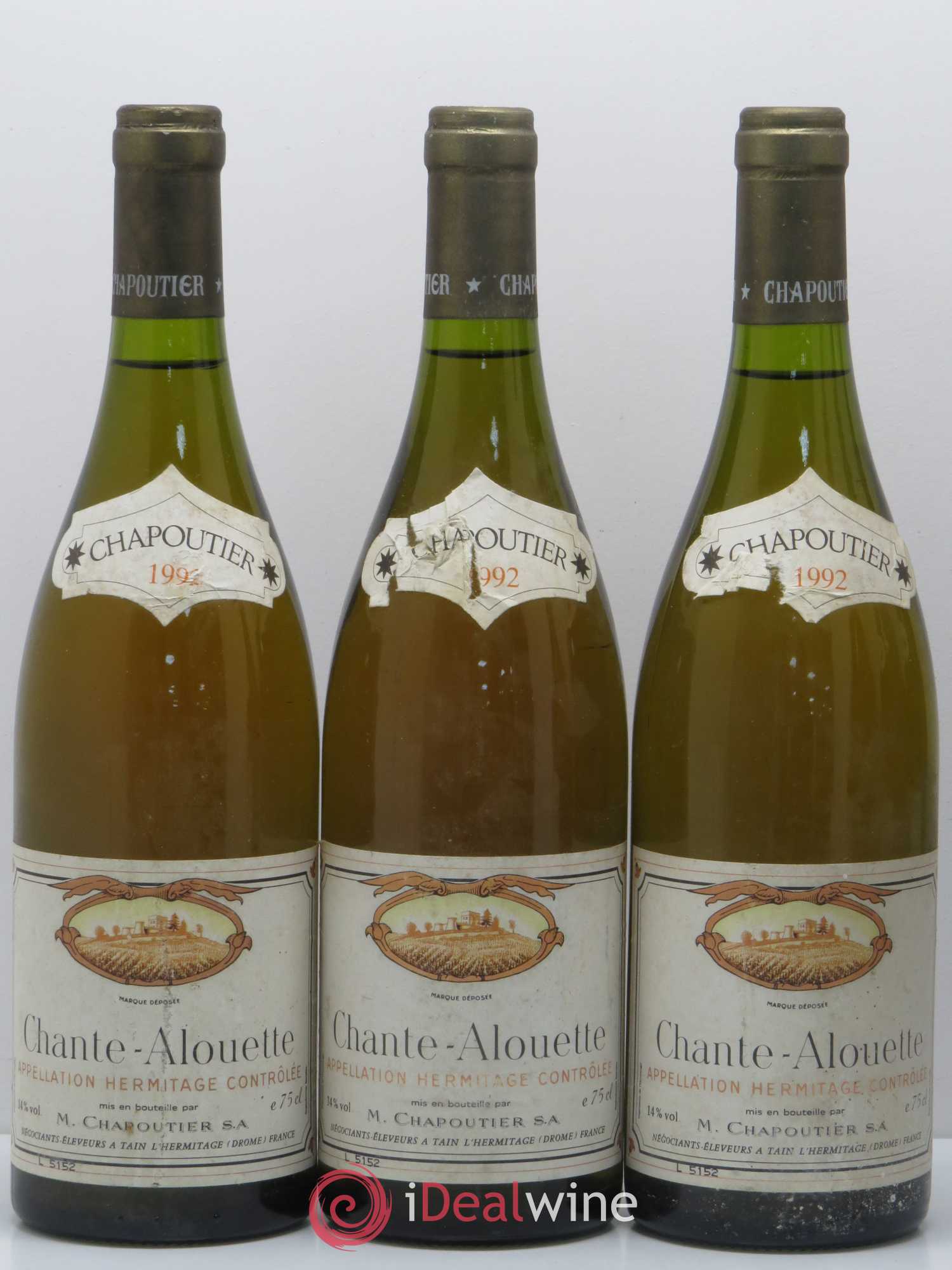 Hermitage Chante Alouette Chapoutier 1992 - Lot de 6 bouteilles - 1