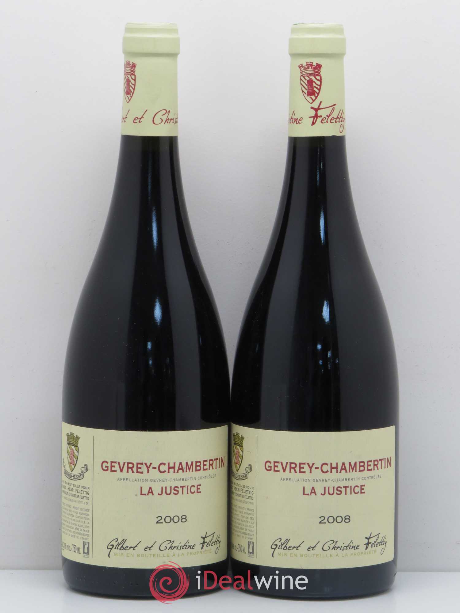 Gevrey-Chambertin La Justice Gilbert et Christine Felettig 2008 - Posten von 2 Flaschen - 0