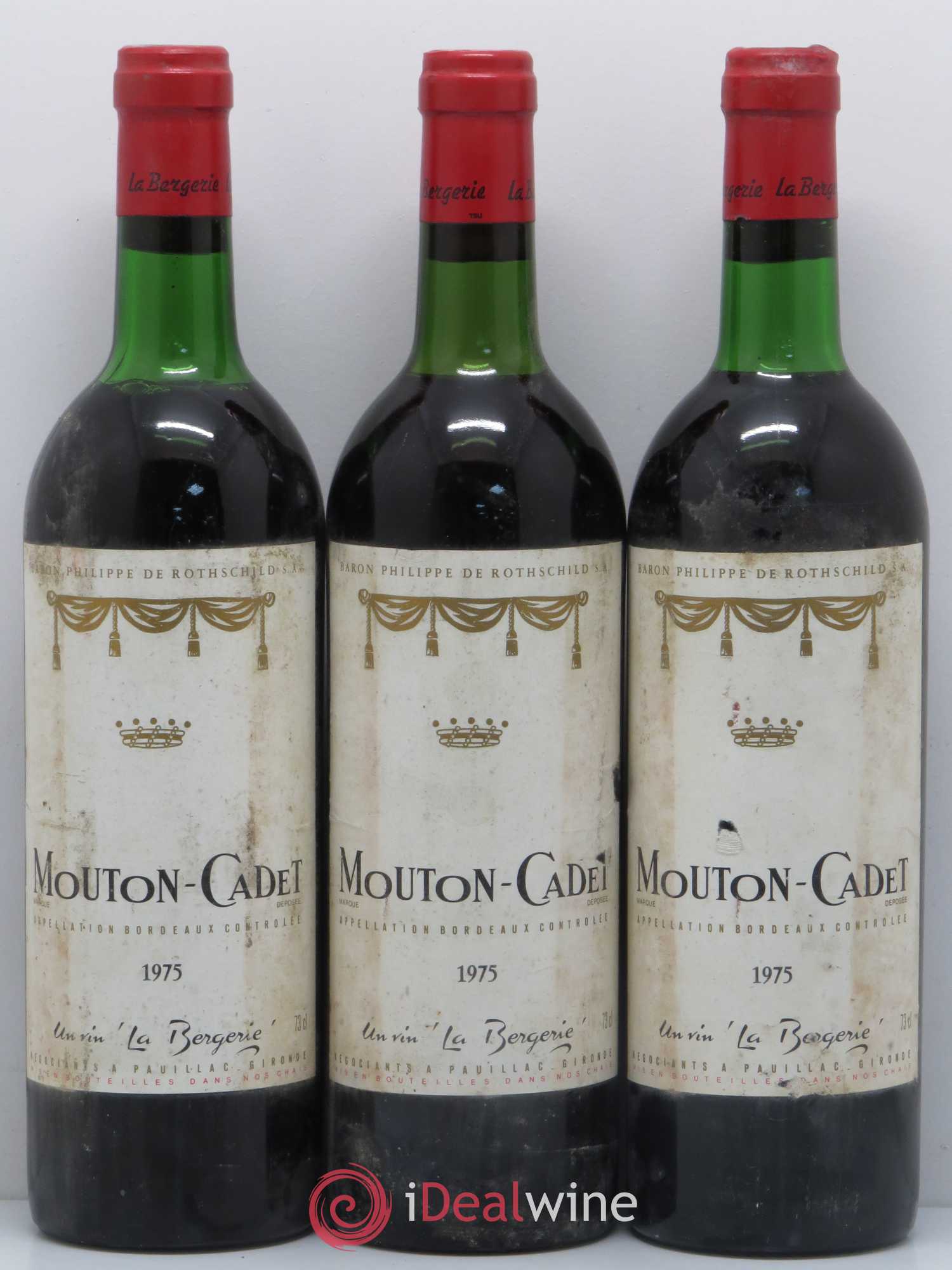 Château Mouton Cadet 1975 - Lot de 3 bouteilles - 0