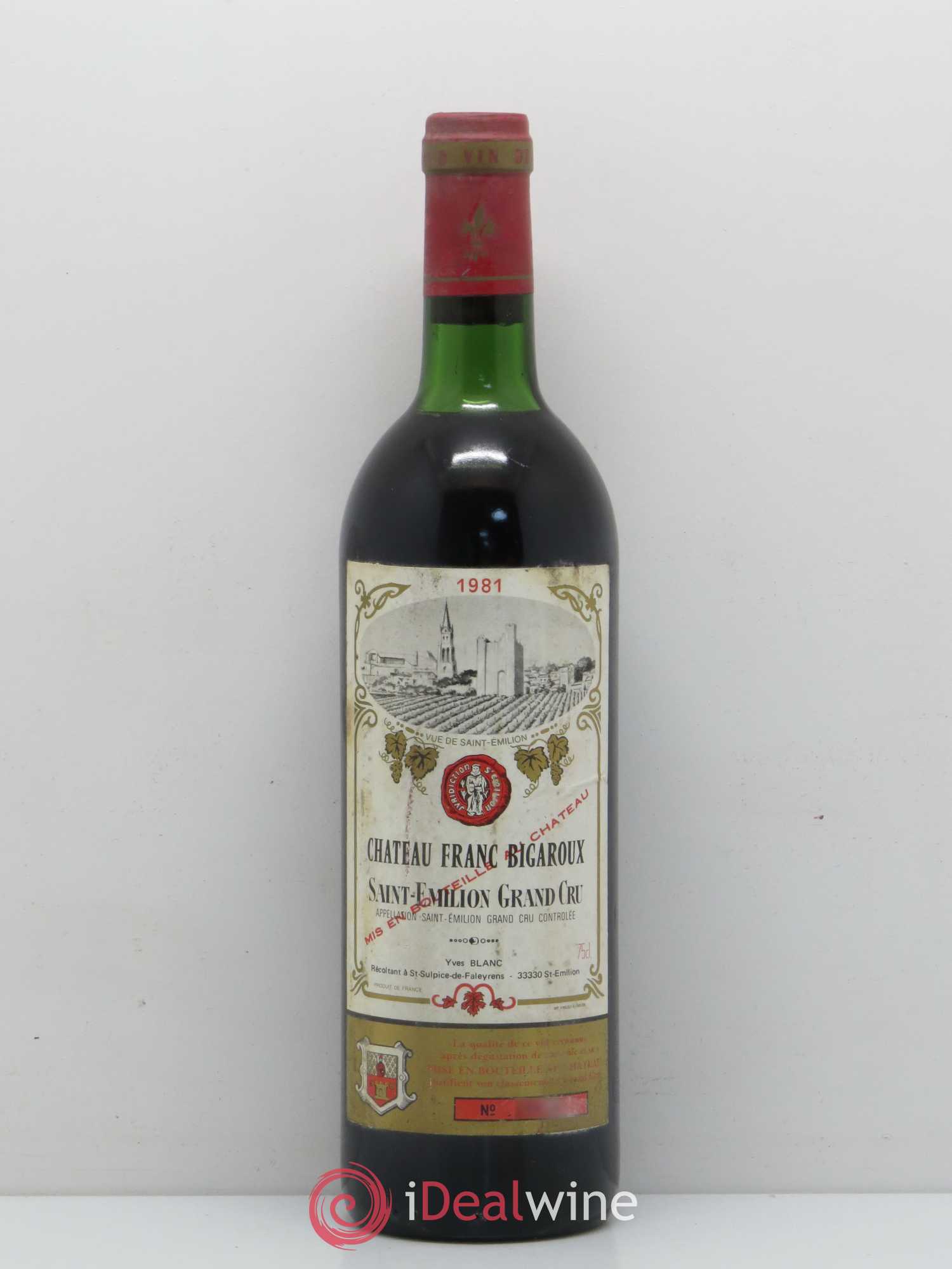 Saint-Émilion Château Franc Bigaroux 1981 - Posten von 1 Flasche - 0