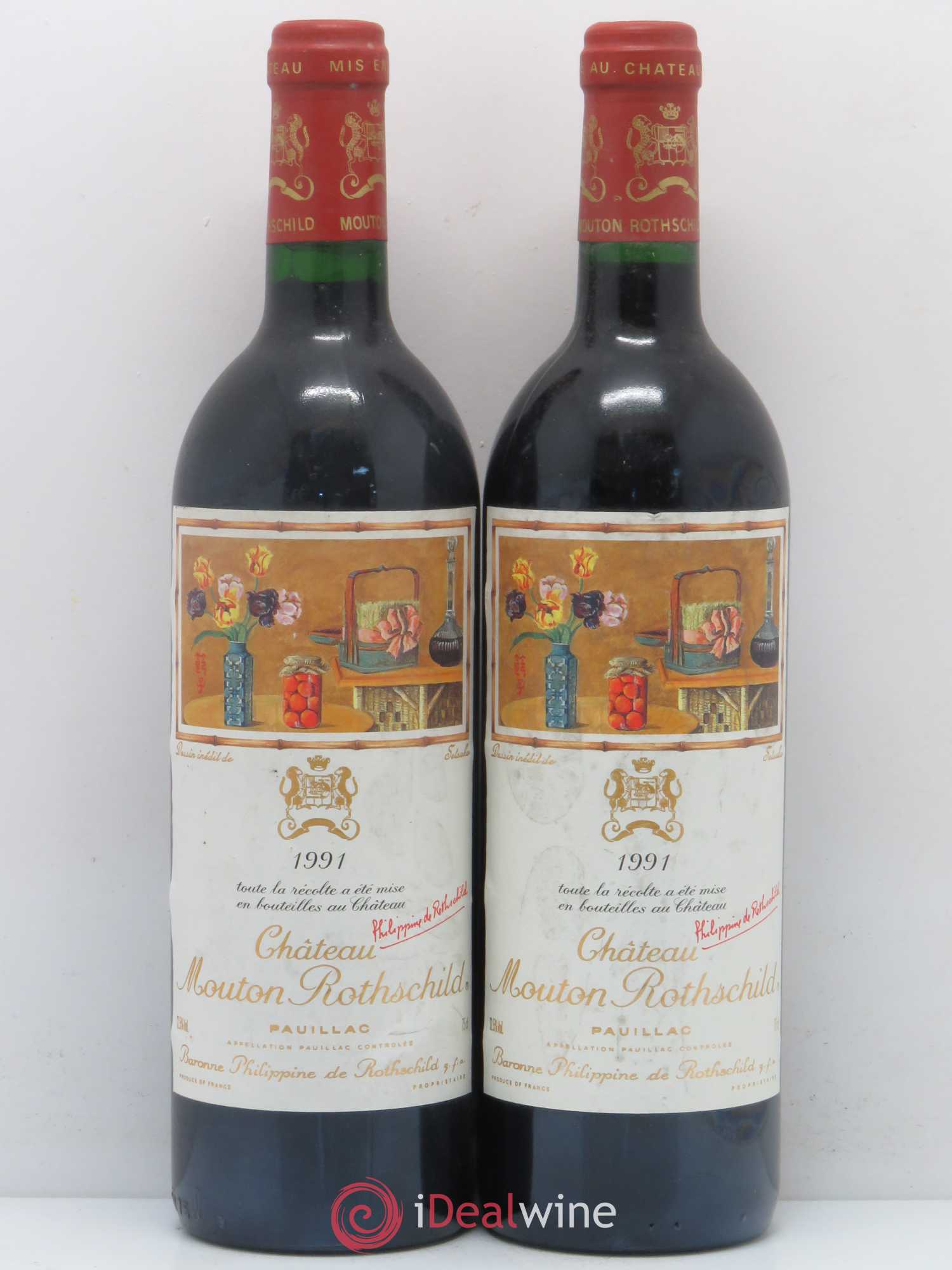 Château Mouton Rothschild 1er Grand Cru Classé 1991 - Lot de 2 bouteilles - 0