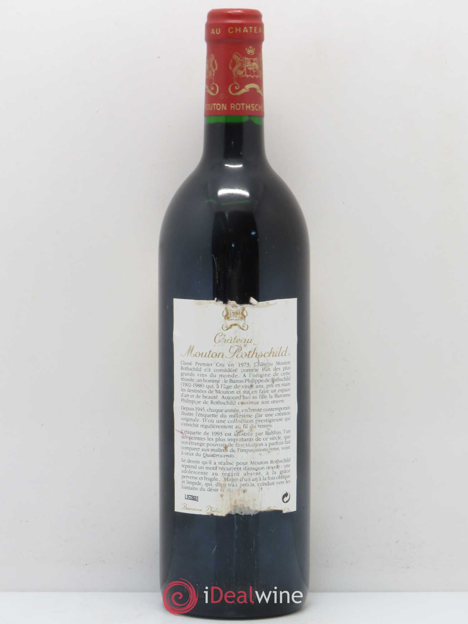 Château Mouton Rothschild 1er Grand Cru Classé 1993 - Lot de 1 bouteille - 1