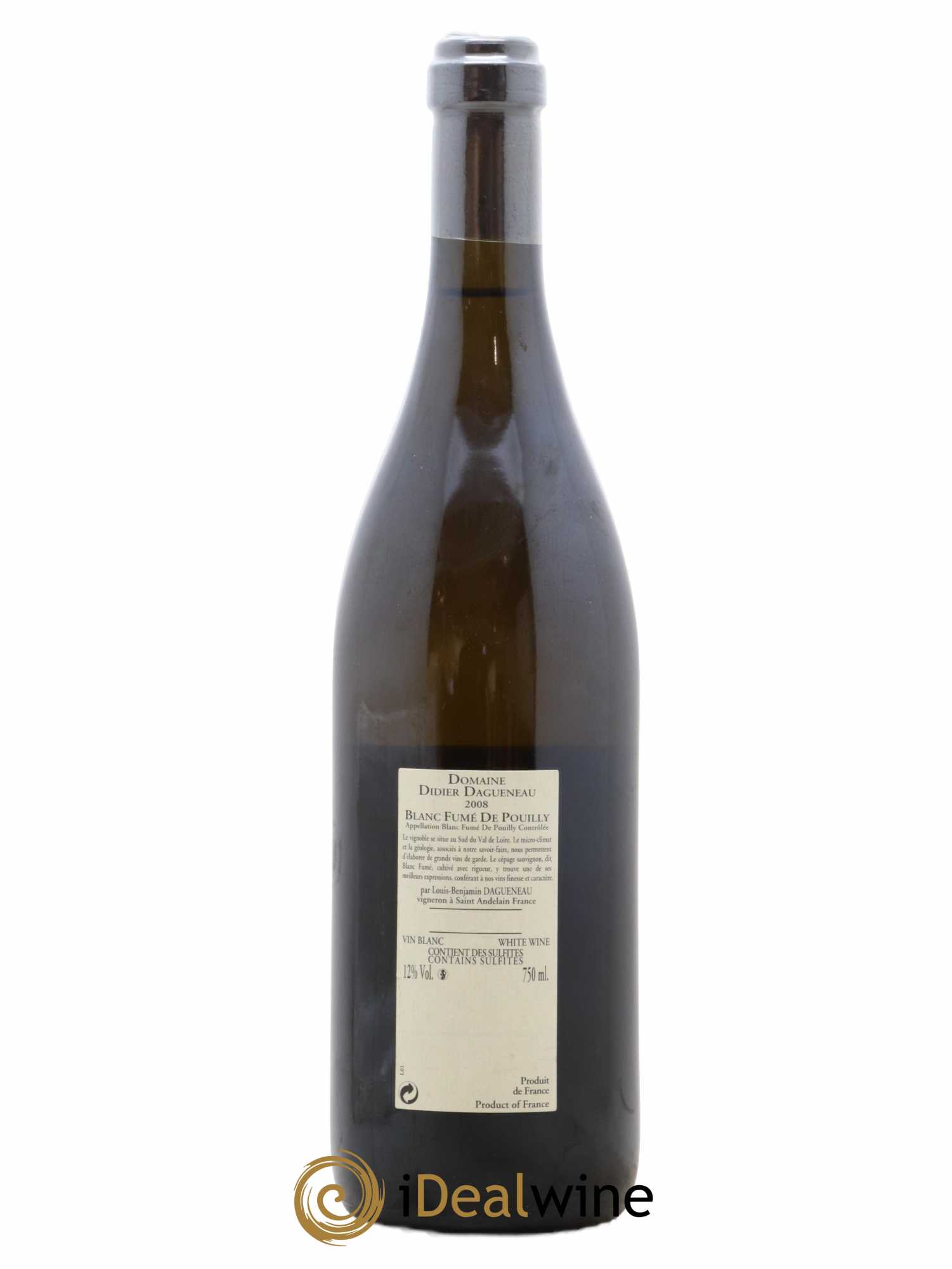 Pouilly-Fumé Blanc Fumé de Pouilly Dagueneau (Domaine Didier - Louis-Benjamin) 2008 - Lot de 1 bouteille - 1