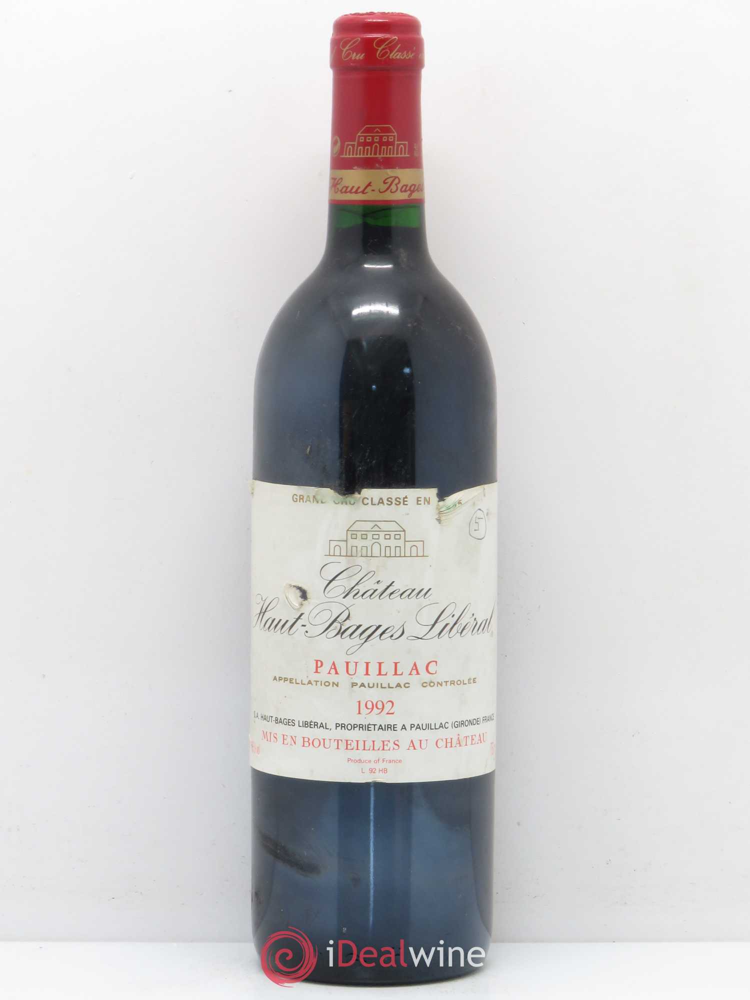Château Haut Bages Libéral 5ème Grand Cru Classé 1992 - Lot de 1 bouteille - 0