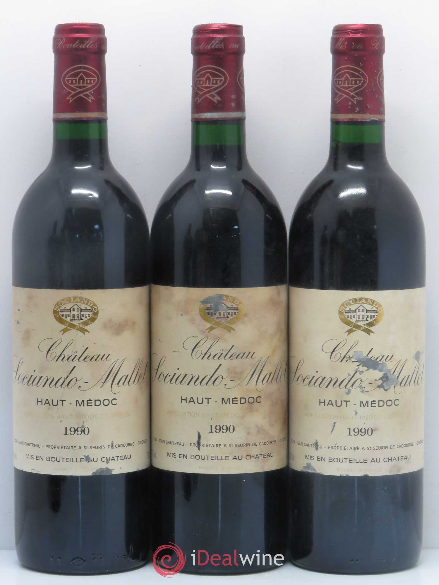 Château Sociando Mallet 1990 - Lot de 6 bouteilles - 1