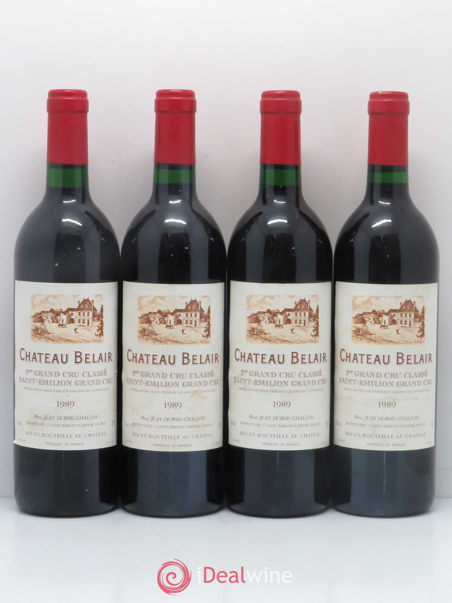 Château Belair (Belair-Monange) 1er Grand Cru Classé B 1989 - Lot de 4 bouteilles - 0