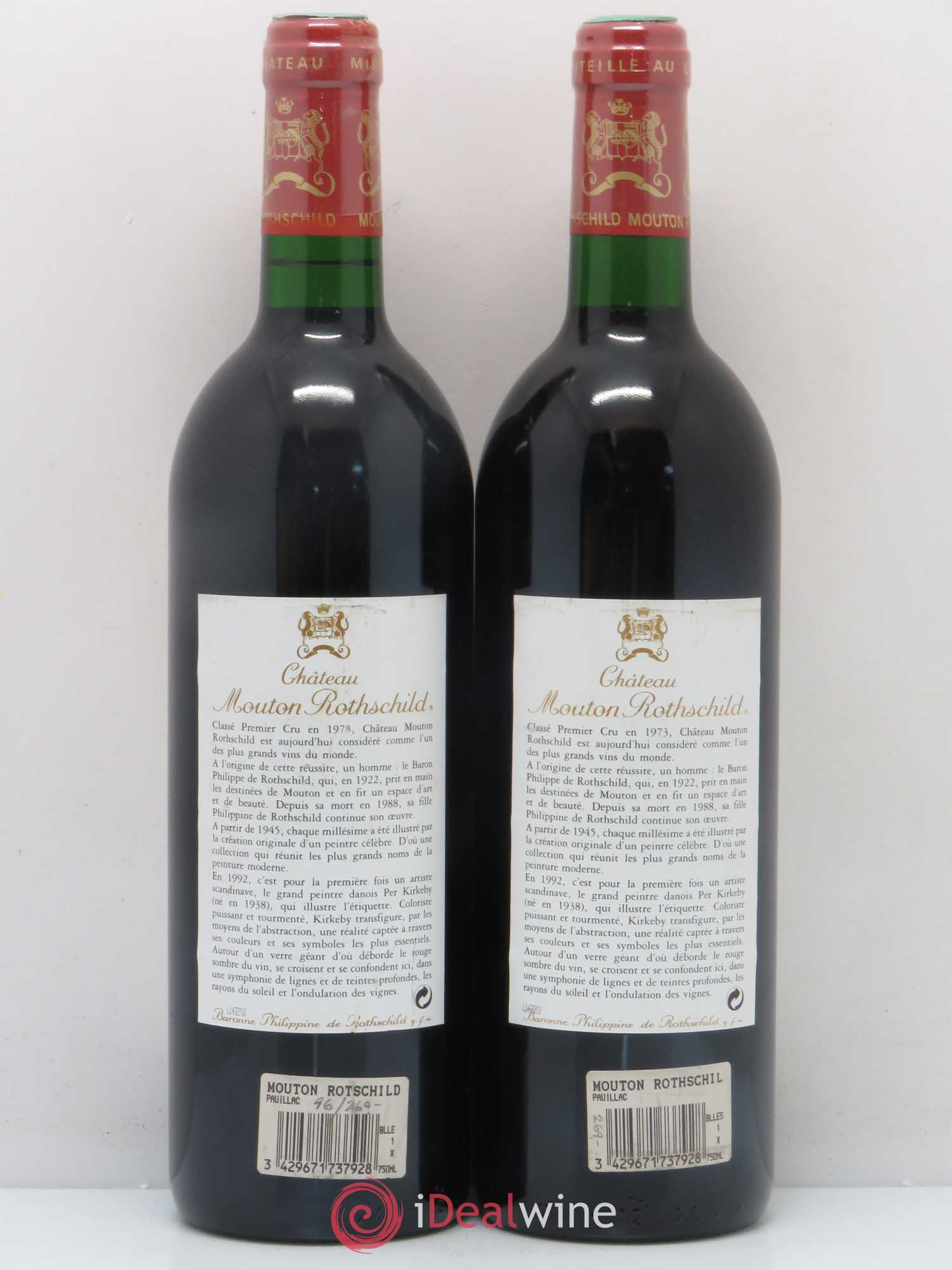 Château Mouton Rothschild 1er Grand Cru Classé 1992 - Lot de 2 bouteilles - 1