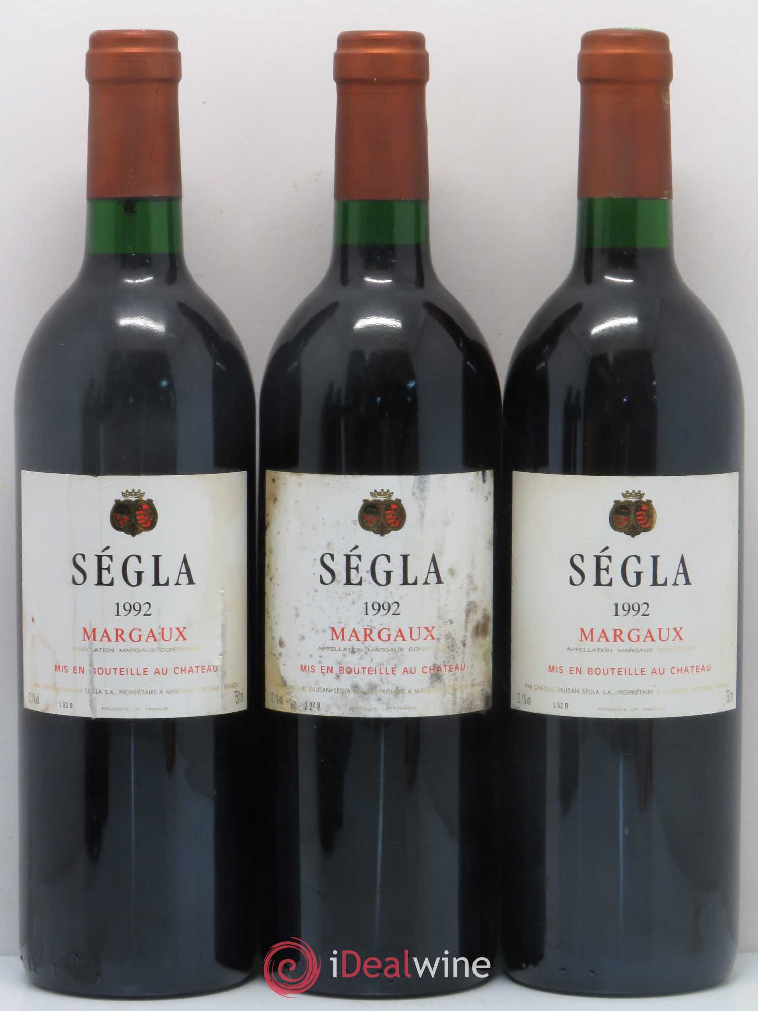Bordeaux Margaux Ségla 1992 - Lot de 5 bouteilles - 1
