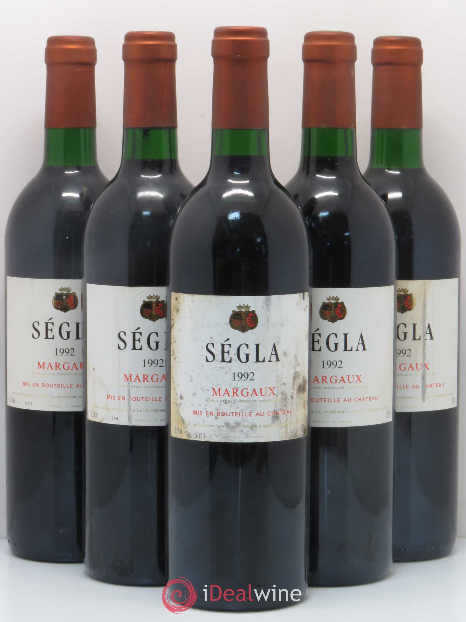 Bordeaux Margaux Ségla 1992 - Lot de 5 bouteilles - 0