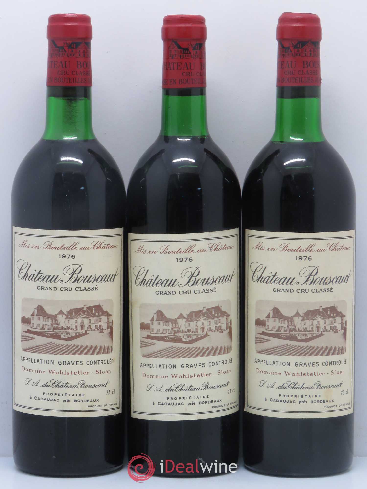 Château Bouscaut Cru Classé de Graves 1976 - Lot de 3 bouteilles - 0