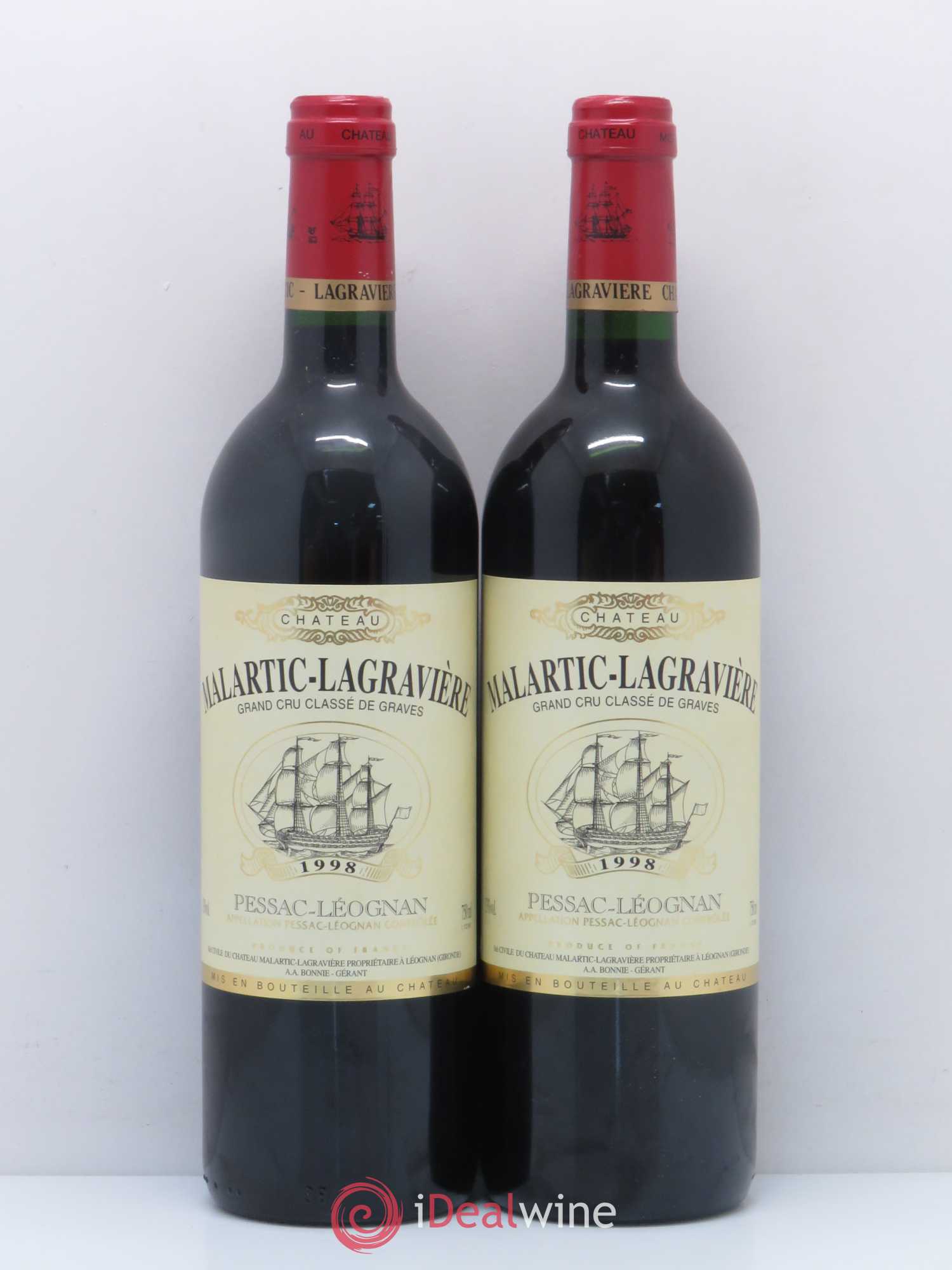 Château Malartic-Lagravière Cru Classé de Graves 1998 - Lot de 2 bouteilles - 0