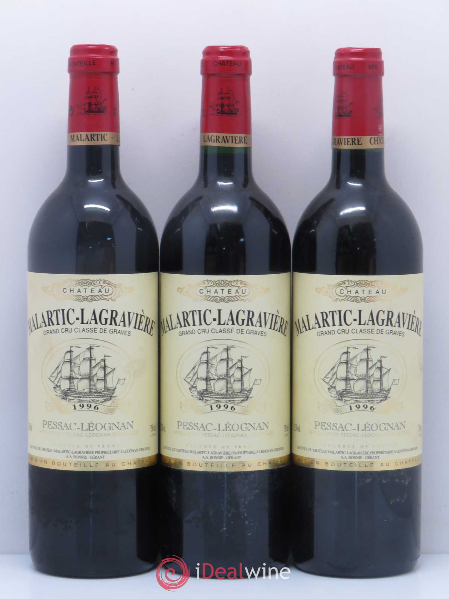 Château Malartic-Lagravière Cru Classé de Graves 1996 - Lot de 3 bouteilles - 0