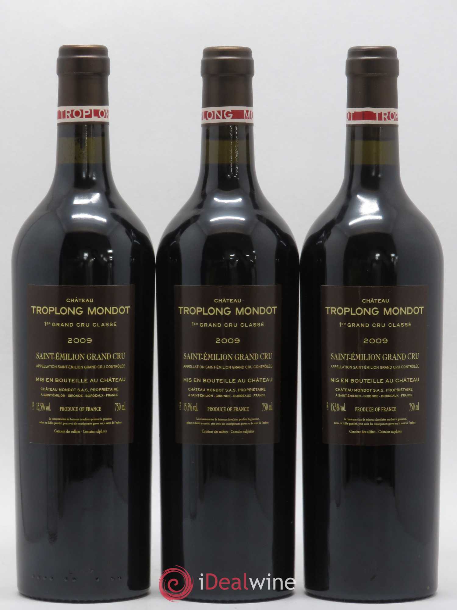 Château Troplong Mondot 1er Grand Cru Classé B 2009 - Lotto di 3 bottiglie - 1