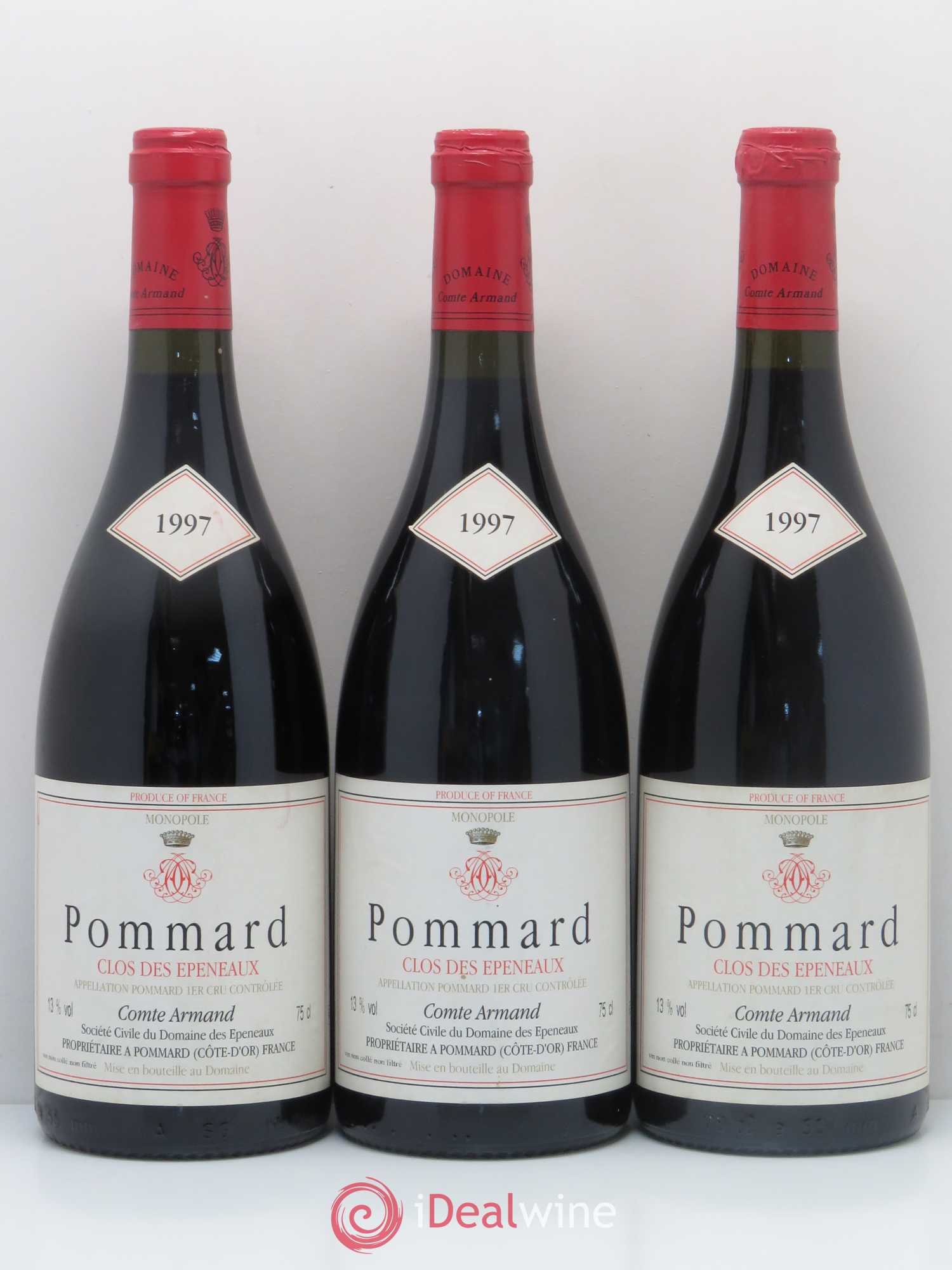 Pommard 1er Cru Clos des Epeneaux Comte Armand 1997 - Lot de 3 bouteilles - 0