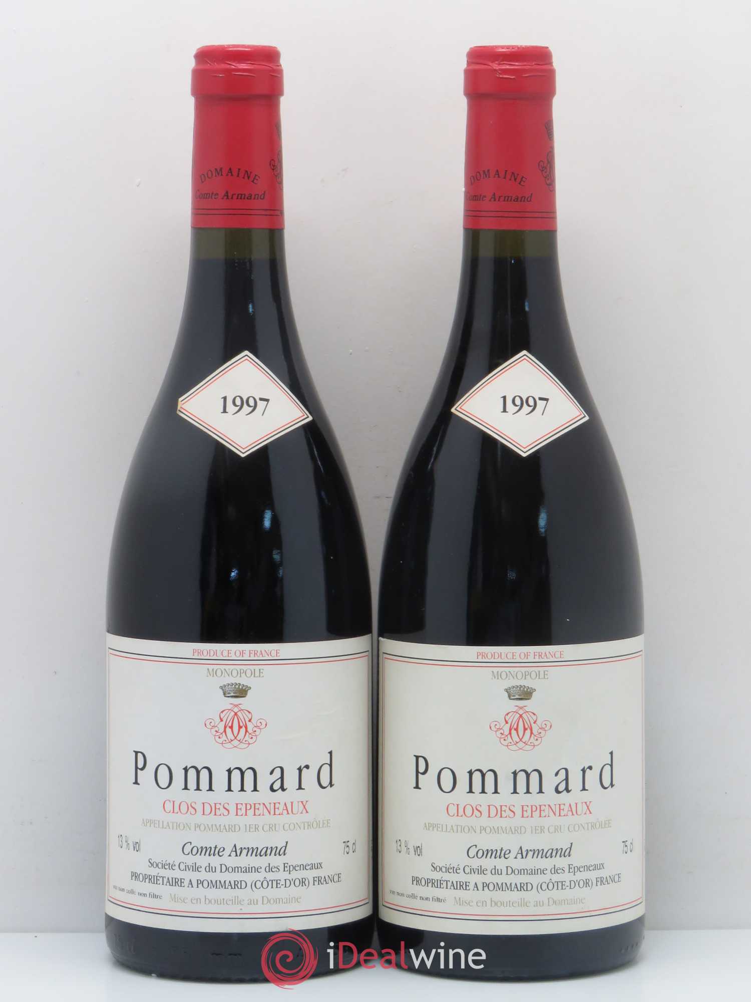 Pommard 1er Cru Clos des Epeneaux Comte Armand 1997 - Lot de 2 bouteilles - 0